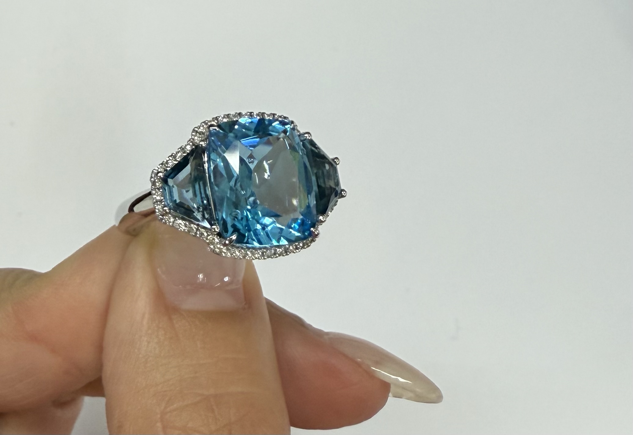 14k White Gold Genuine 6.06 Blue Topaz & 1.47 Cttw Genuine London Blue Topaz Ring - Image 32