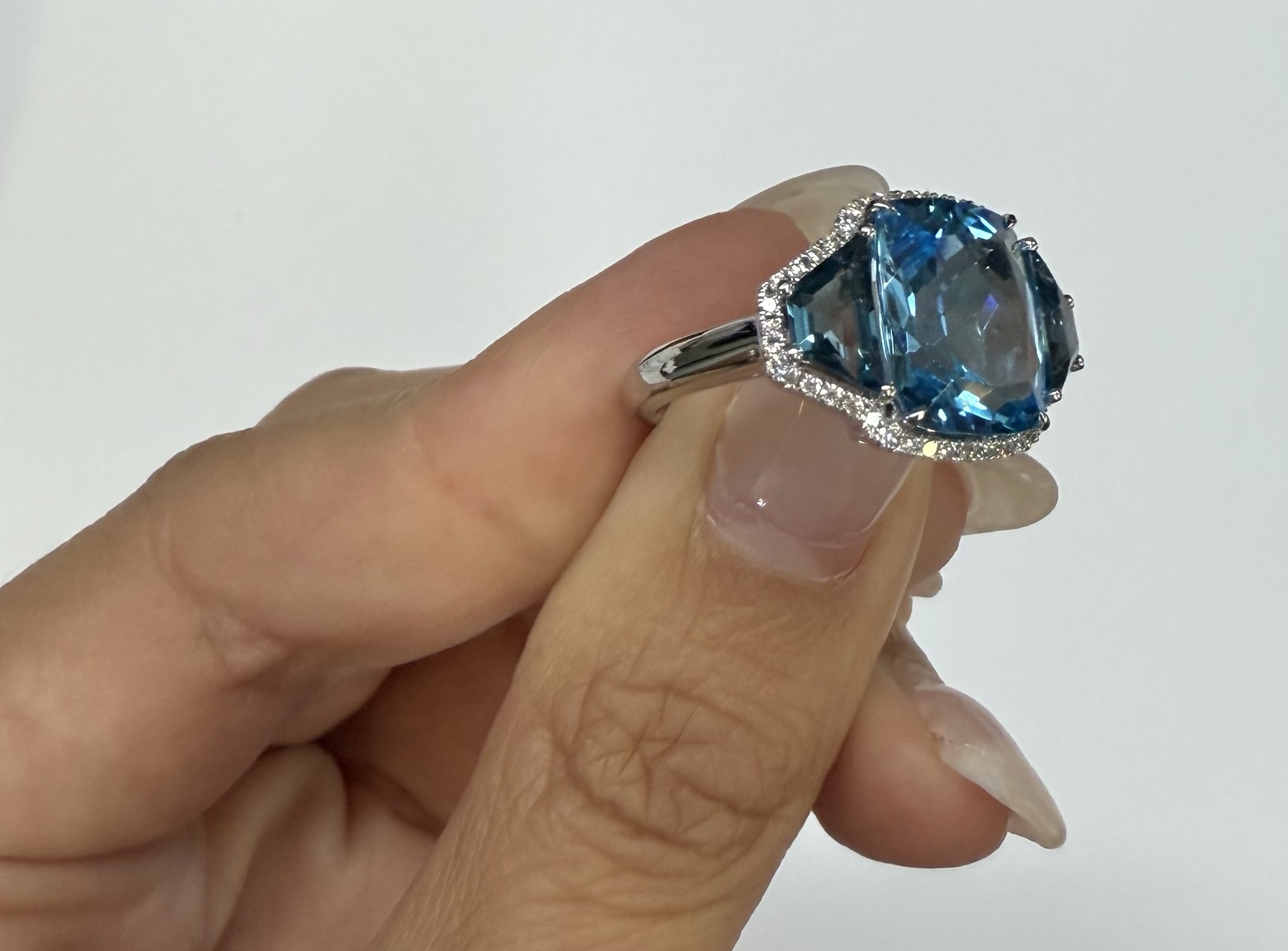 14k White Gold Genuine 6.06 Blue Topaz & 1.47 Cttw Genuine London Blue Topaz Ring - Image 46