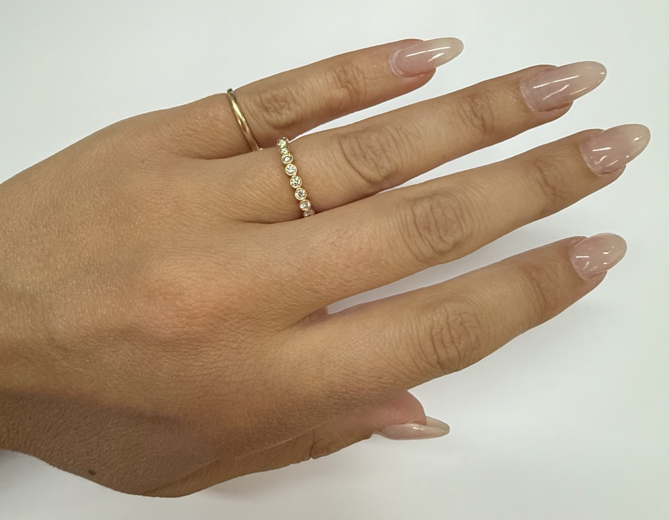 14k Rose Gold Genuine .55 Cttw Round Brilliant Cut Diamond Bezel Set Eternity Band - Image 8