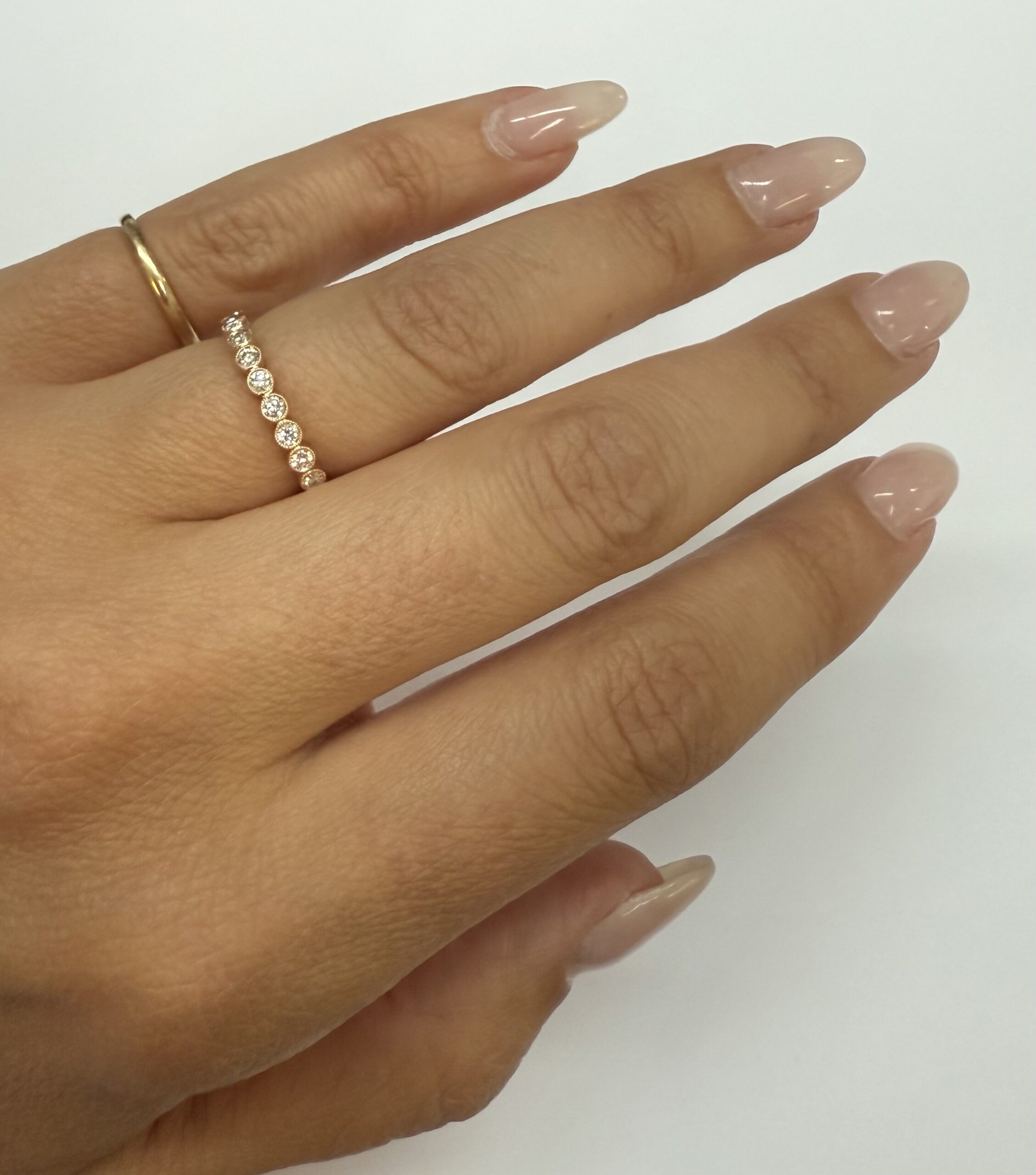 14k Rose Gold Genuine .55 Cttw Round Brilliant Cut Diamond Bezel Set Eternity Band - Image 13