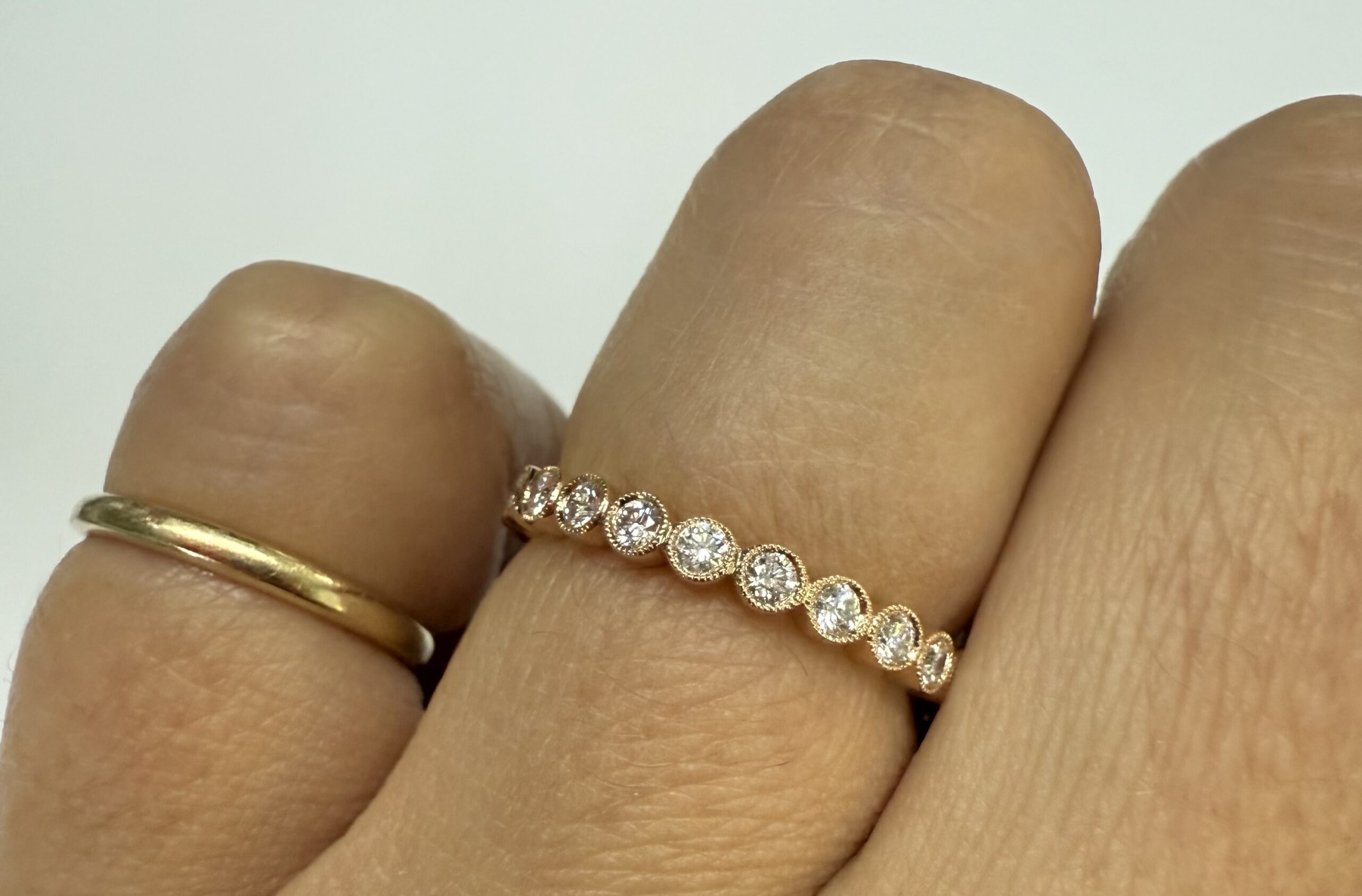14k Rose Gold Genuine .55 Cttw Round Brilliant Cut Diamond Bezel Set Eternity Band - Image 15