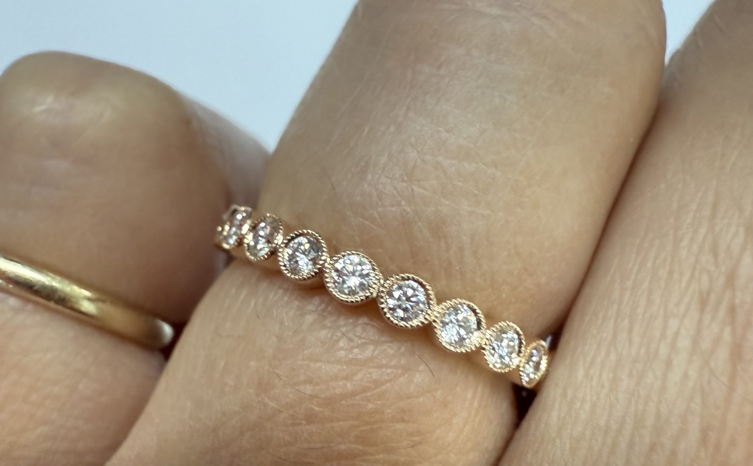14k Rose Gold Genuine .55 Cttw Round Brilliant Cut Diamond Bezel Set Eternity Band - Image 16