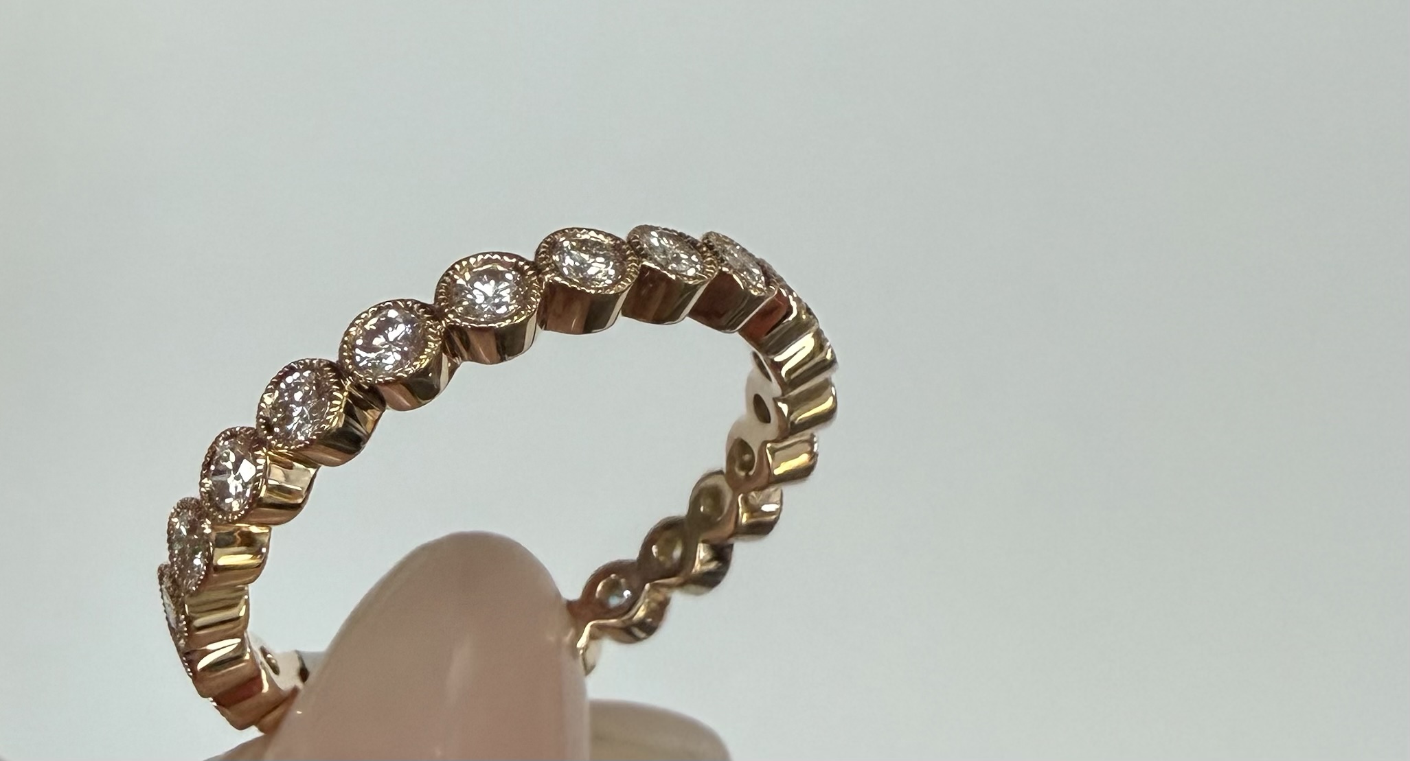 14k Rose Gold Genuine .55 Cttw Round Brilliant Cut Diamond Bezel Set Eternity Band - Image 23