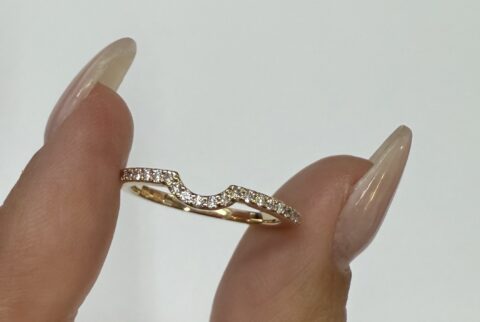 14k Yellow Gold 23 Stone Genuine .20 Cttw Round Brilliant Cut Diamond Fitted Band