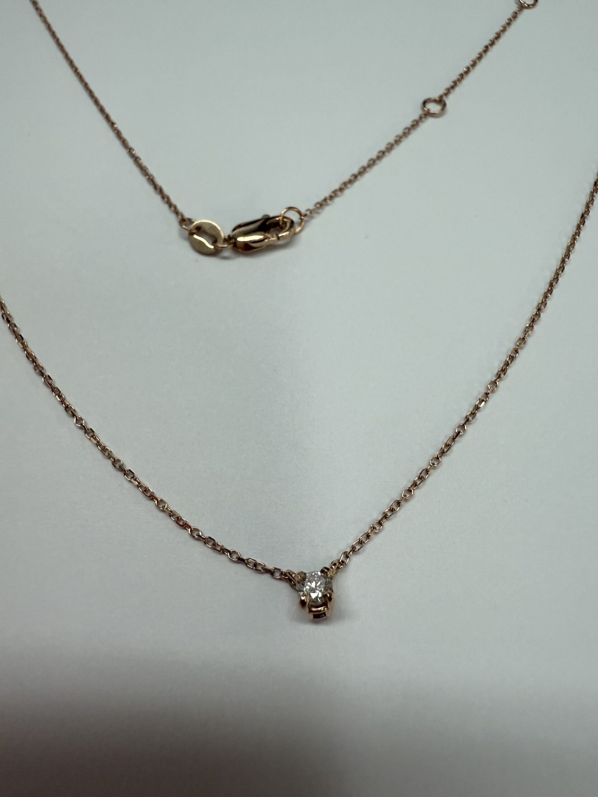 14k Rose Gold Genuine .10 Cttw Round Brilliant Cut Diamond Fixed Basket Set Pendant - Image 19