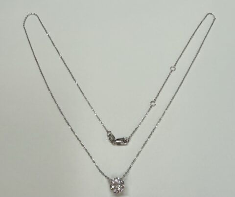 14k White Gold Genuine Lab Grown 1.02 Cttw Round Brilliant Cut Diamond Fixed Basket Set Pendant