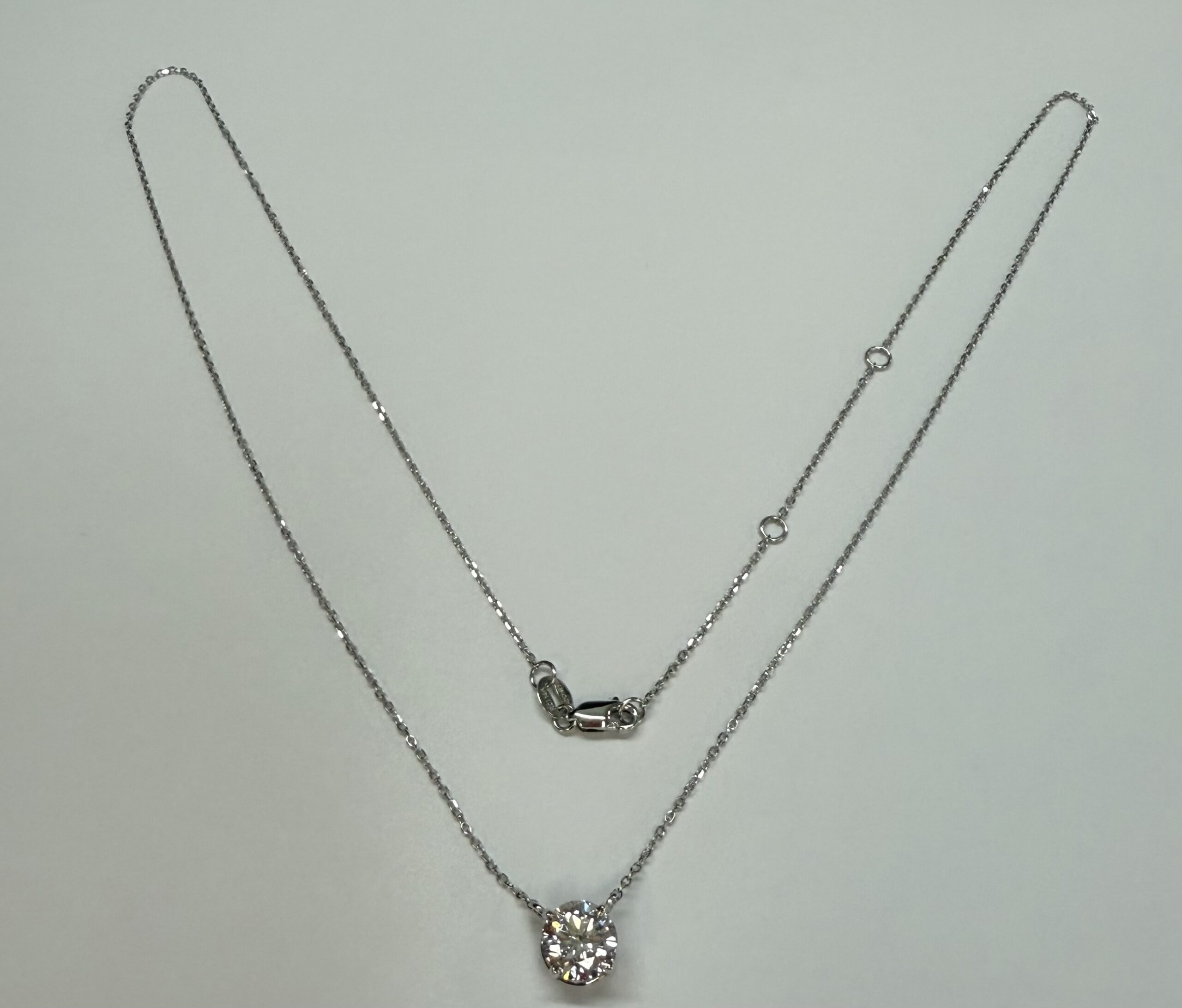 14k White Gold Genuine Lab Grown 1.02 Cttw Round Brilliant Cut Diamond Fixed Basket Set Pendant - Image 7