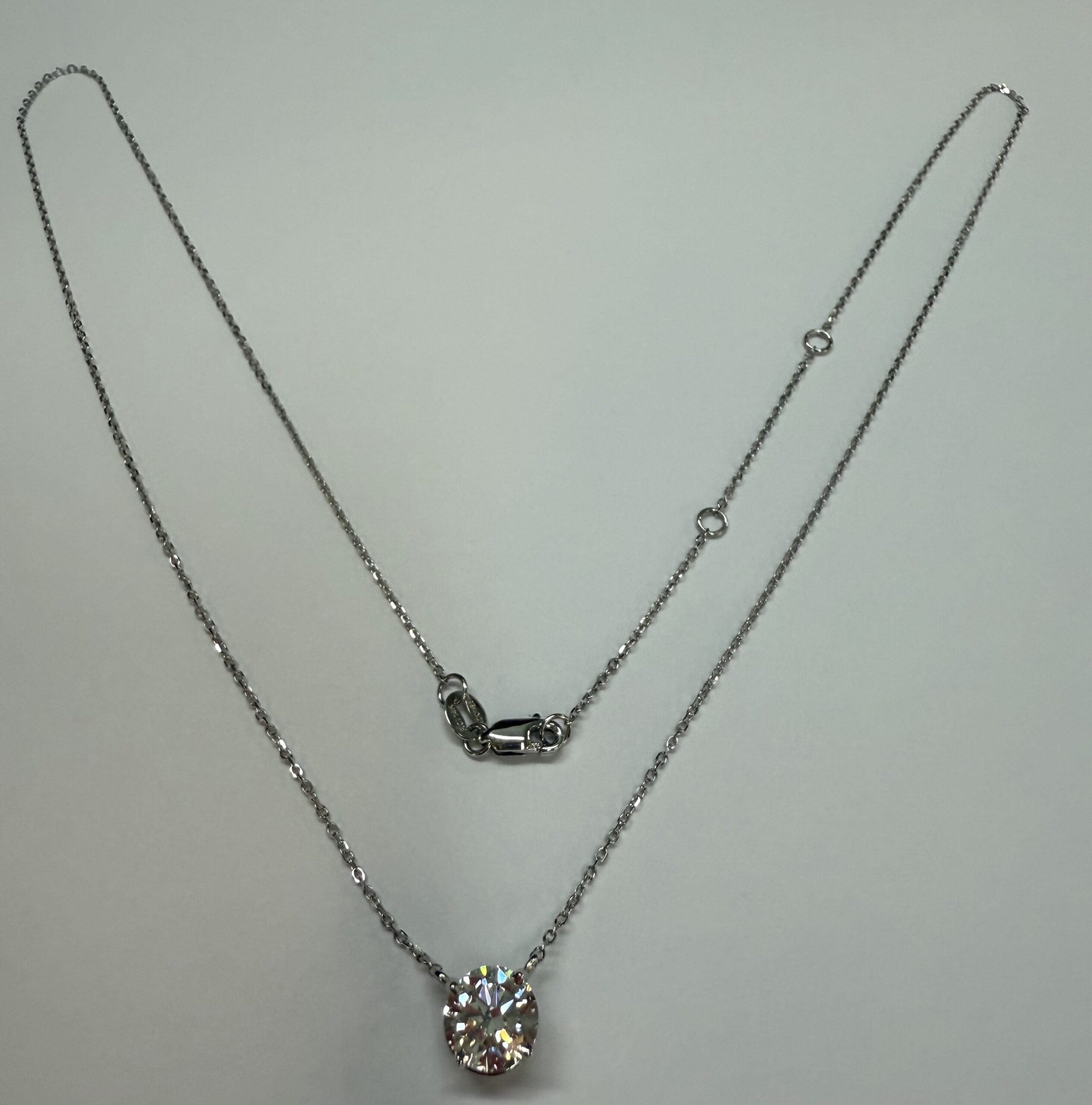 14k White Gold Genuine Lab Grown 1.02 Cttw Round Brilliant Cut Diamond Fixed Basket Set Pendant - Image 8