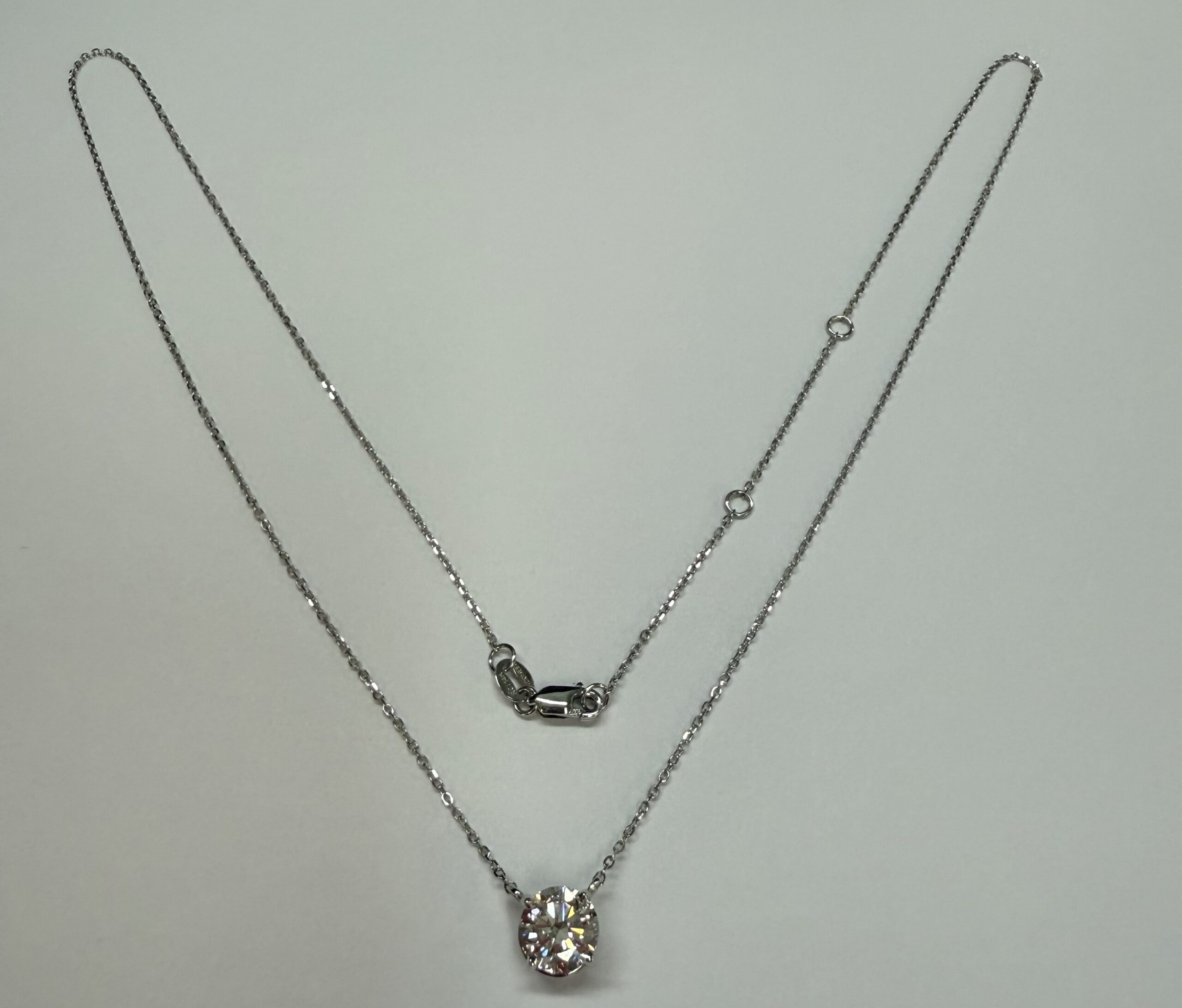 14k White Gold Genuine Lab Grown 1.02 Cttw Round Brilliant Cut Diamond Fixed Basket Set Pendant - Image 11