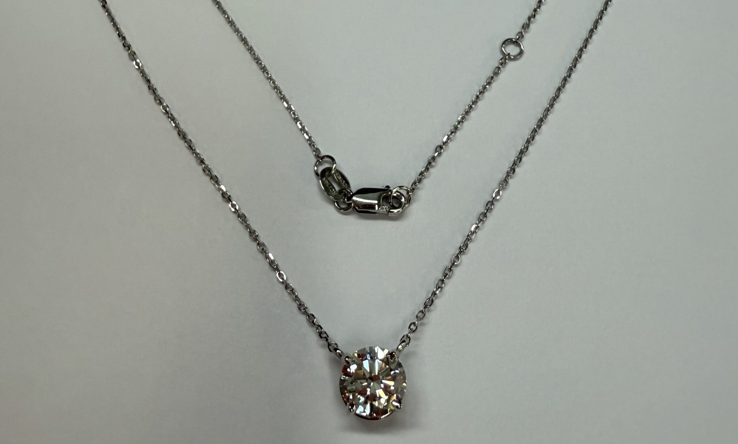 14k White Gold Genuine Lab Grown 1.02 Cttw Round Brilliant Cut Diamond Fixed Basket Set Pendant - Image 12