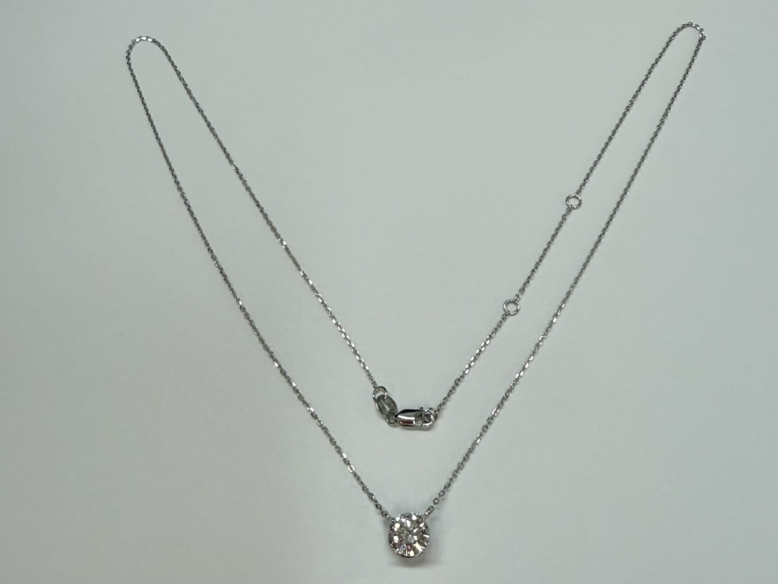 14k White Gold Genuine Lab Grown 1.02 Cttw Round Brilliant Cut Diamond Fixed Basket Set Pendant - Image 16