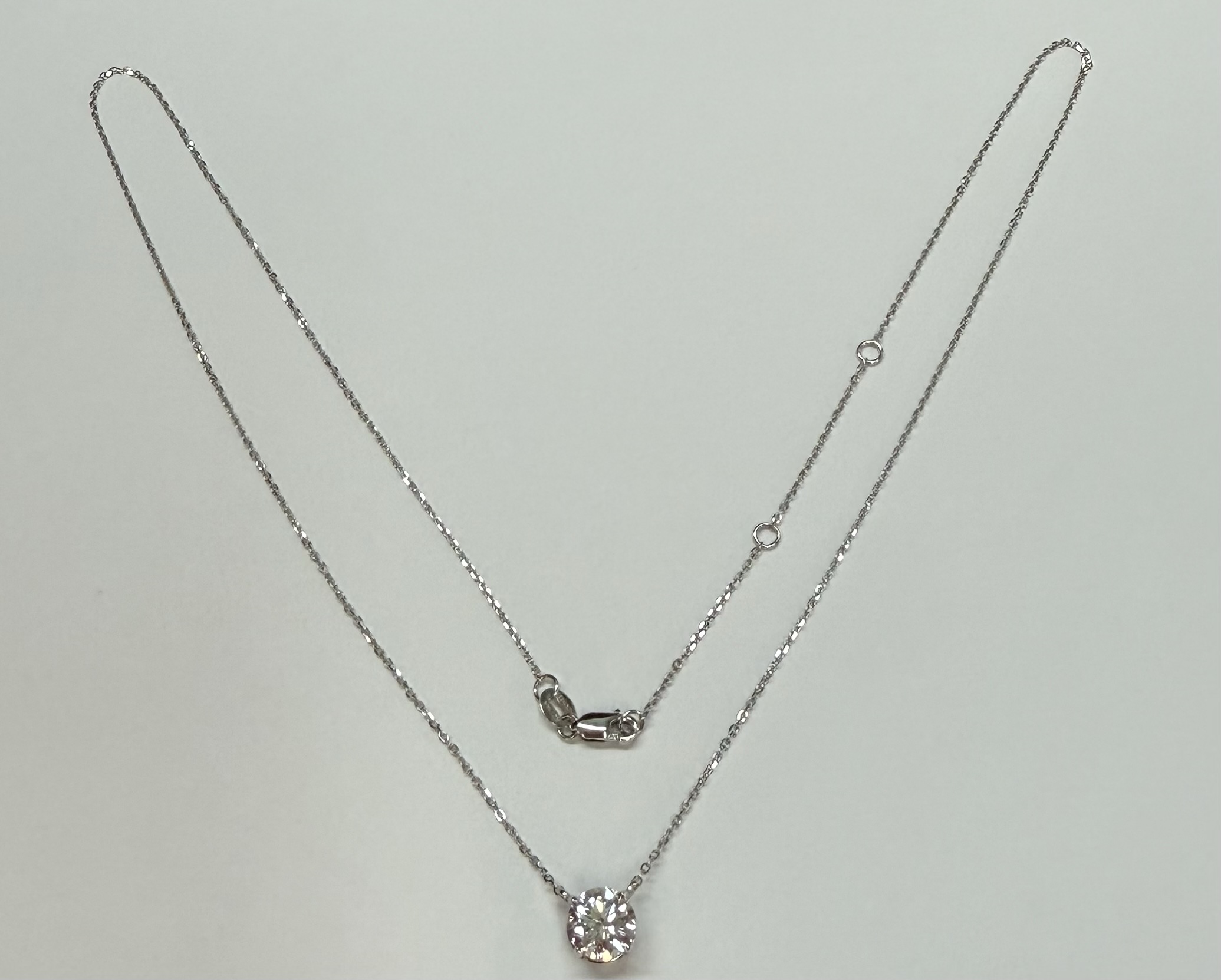 14k White Gold Genuine Lab Grown 1.02 Cttw Round Brilliant Cut Diamond Fixed Basket Set Pendant - Image 17