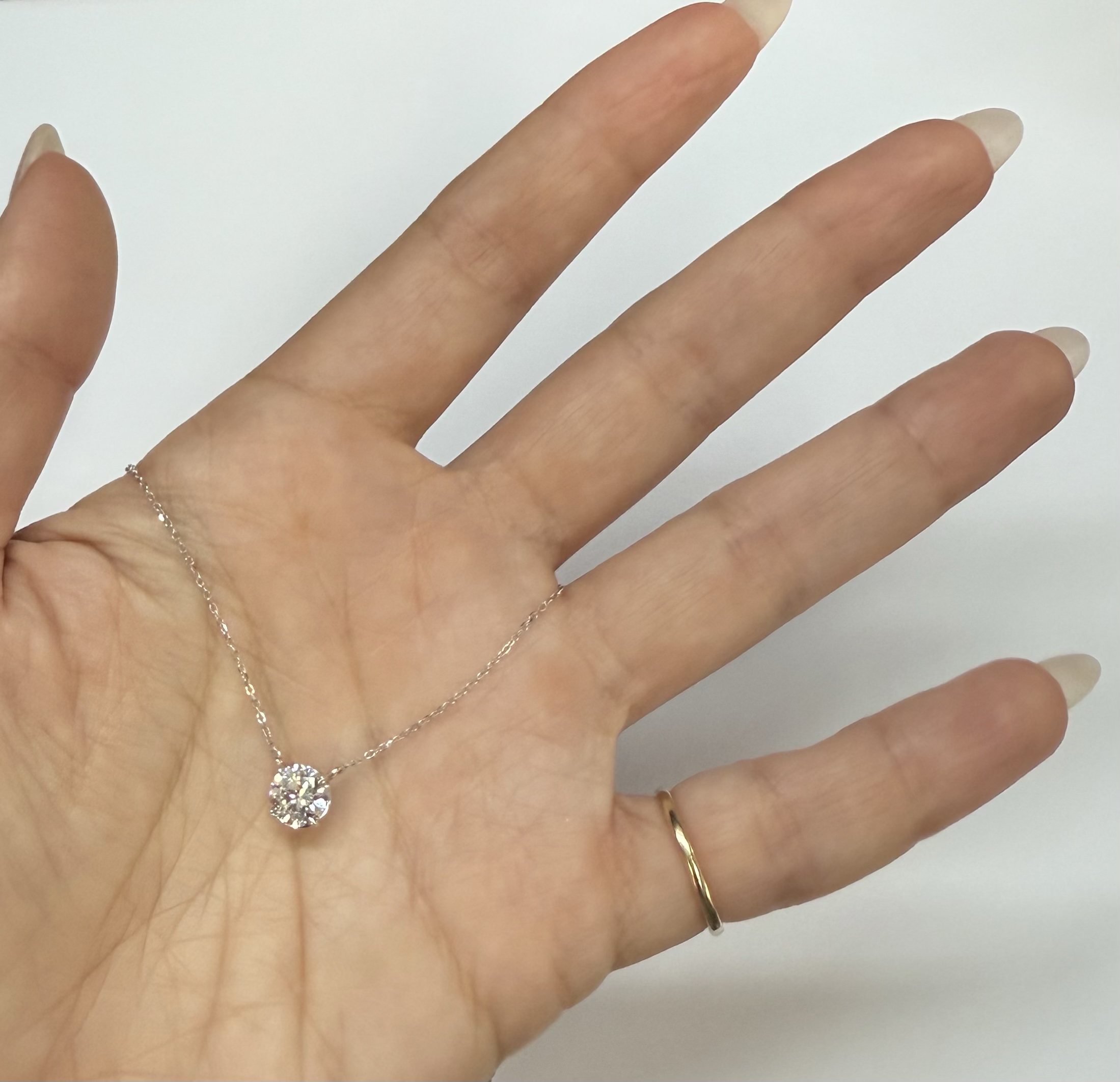 14k White Gold Genuine Lab Grown 1.02 Cttw Round Brilliant Cut Diamond Fixed Basket Set Pendant - Image 18