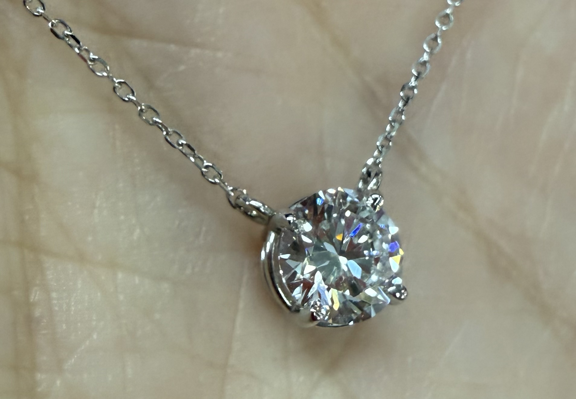 14k White Gold Genuine Lab Grown 1.02 Cttw Round Brilliant Cut Diamond Fixed Basket Set Pendant - Image 19