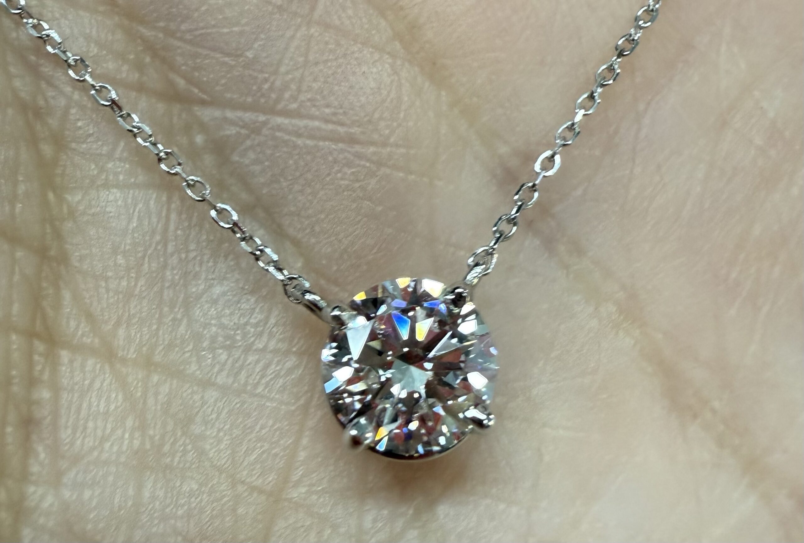 14k White Gold Genuine Lab Grown 1.02 Cttw Round Brilliant Cut Diamond Fixed Basket Set Pendant - Image 20