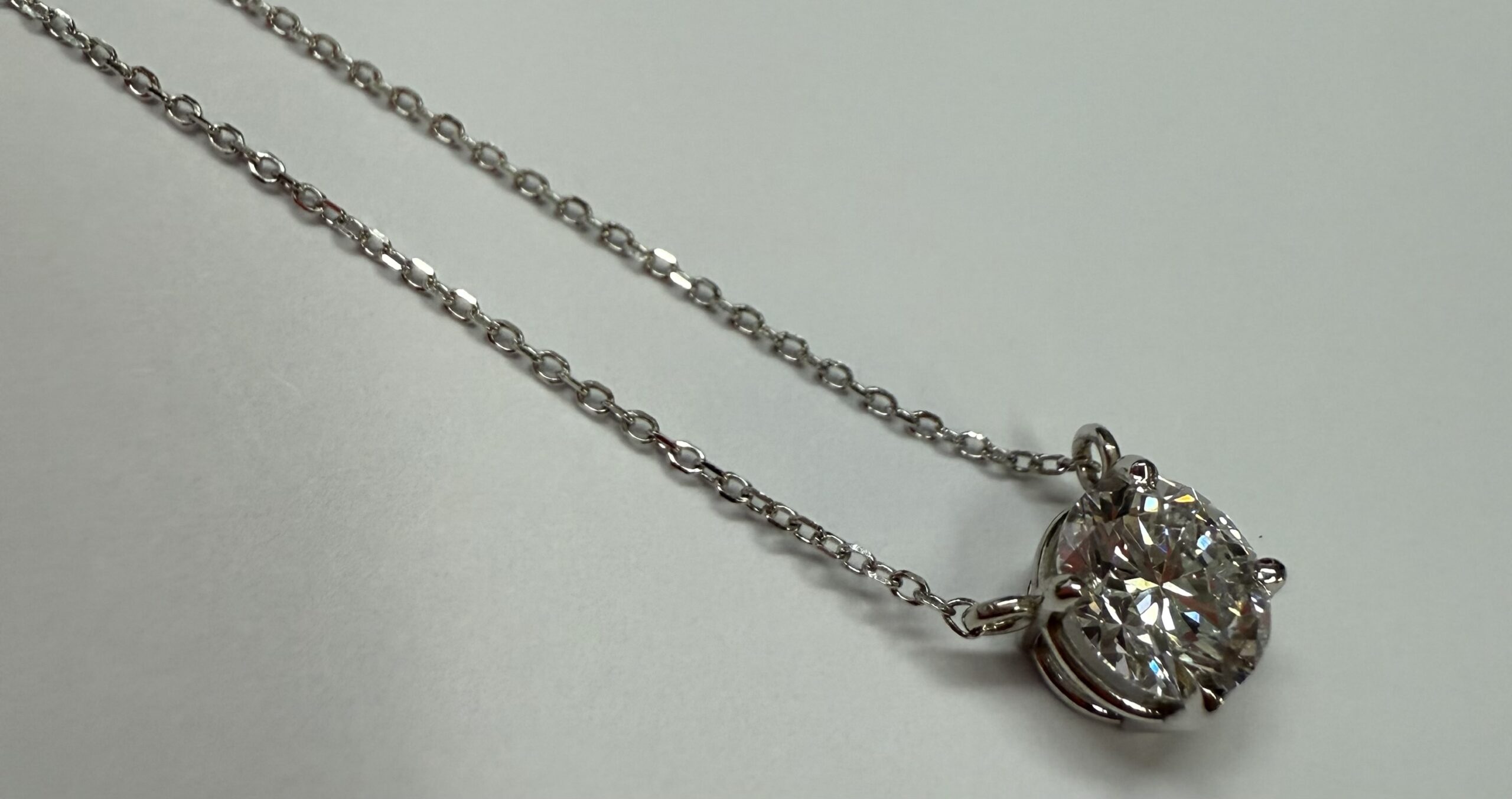 14k White Gold Genuine Lab Grown 1.02 Cttw Round Brilliant Cut Diamond Fixed Basket Set Pendant - Image 24