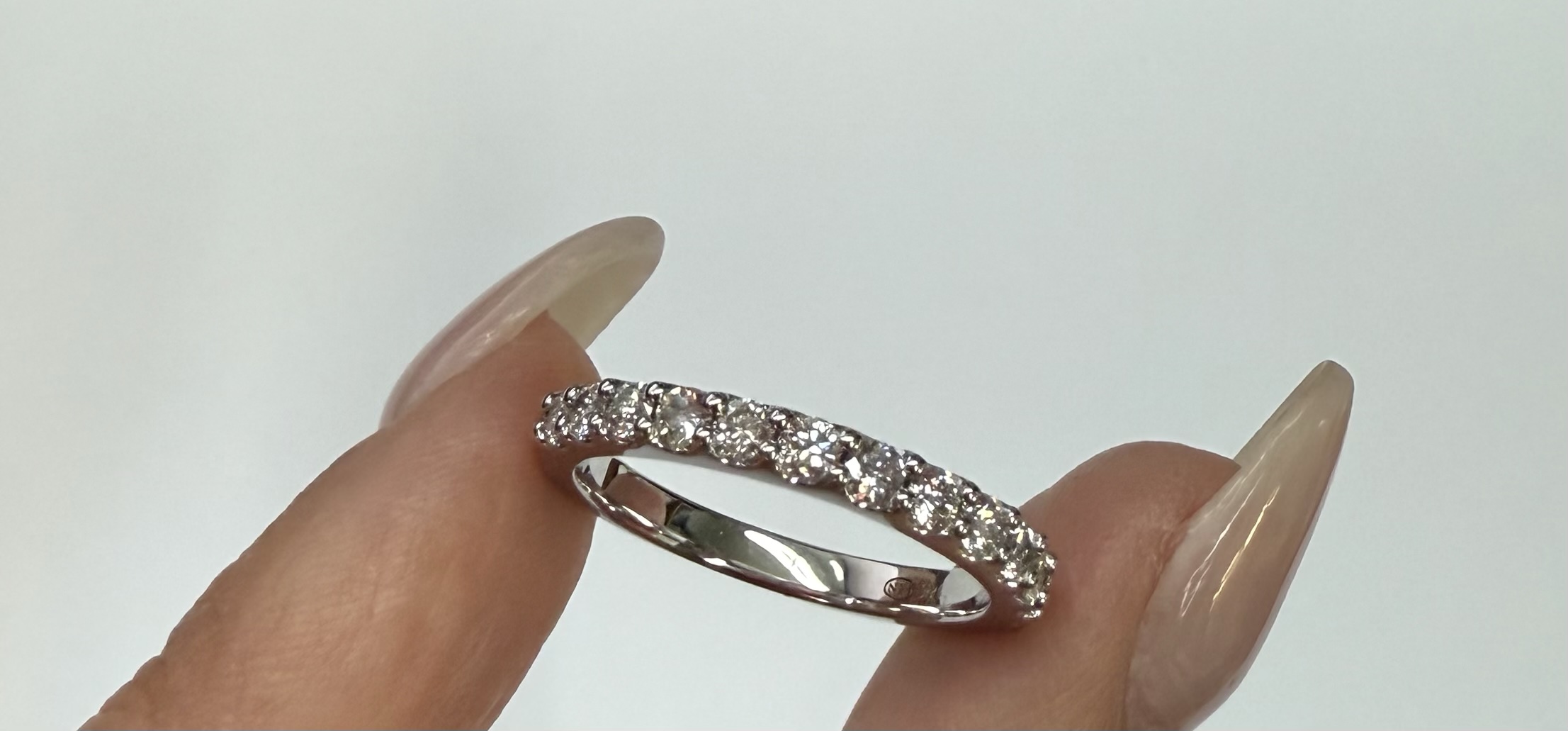 14k White Gold Shared Prong 13 Stone Genuine .58 Cttw Round Brilliant Cut Diamond Band - Image 15