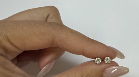 14k Yellow Gold Basket Set Genuine 1/2 Cttw Lab Grown Round Brilliant Cit Diamond Stud Earrings