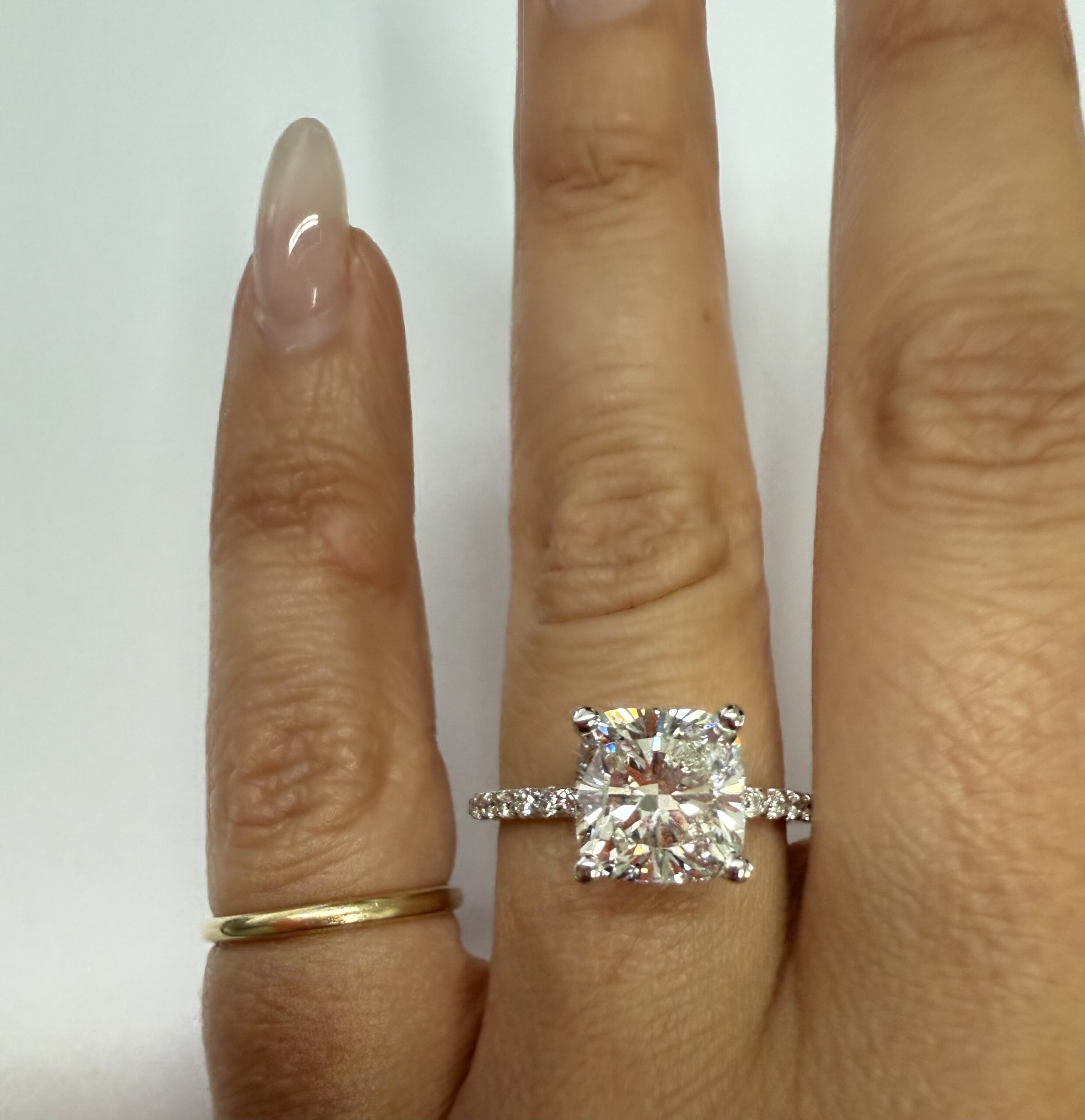 14k White Gold IGI Certified 2.79 Cttw Laboratory Grown Cushion Brilliant Cut Diamond Hidden Halo Ring - Image 26