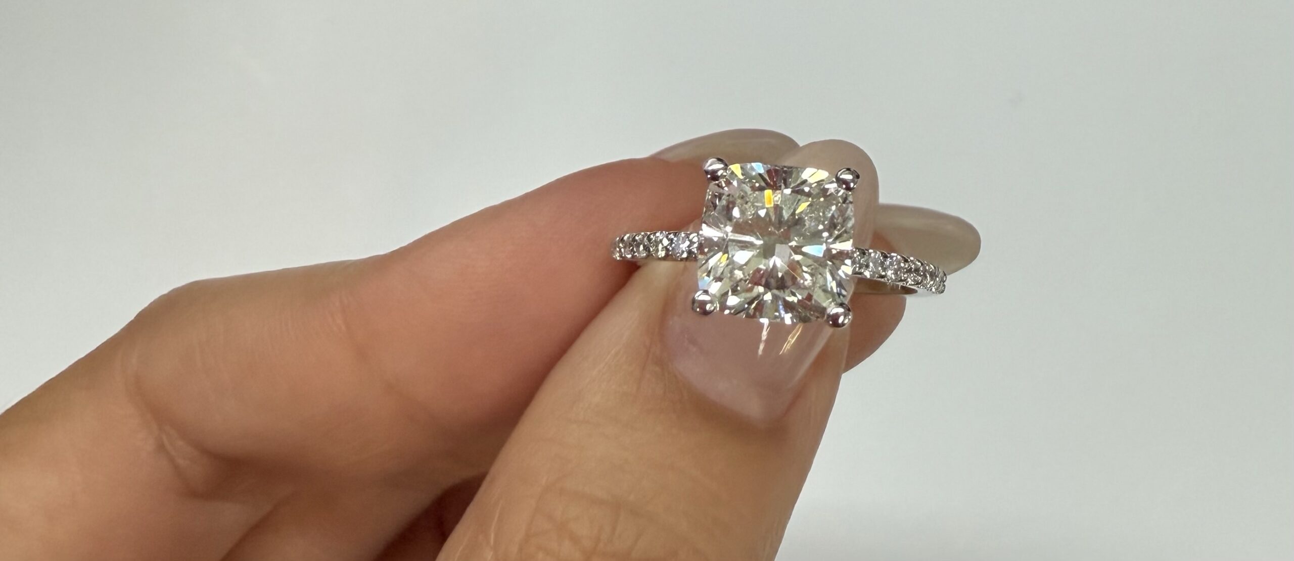 14k White Gold IGI Certified 2.79 Cttw Laboratory Grown Cushion Brilliant Cut Diamond Hidden Halo Ring - Image 30