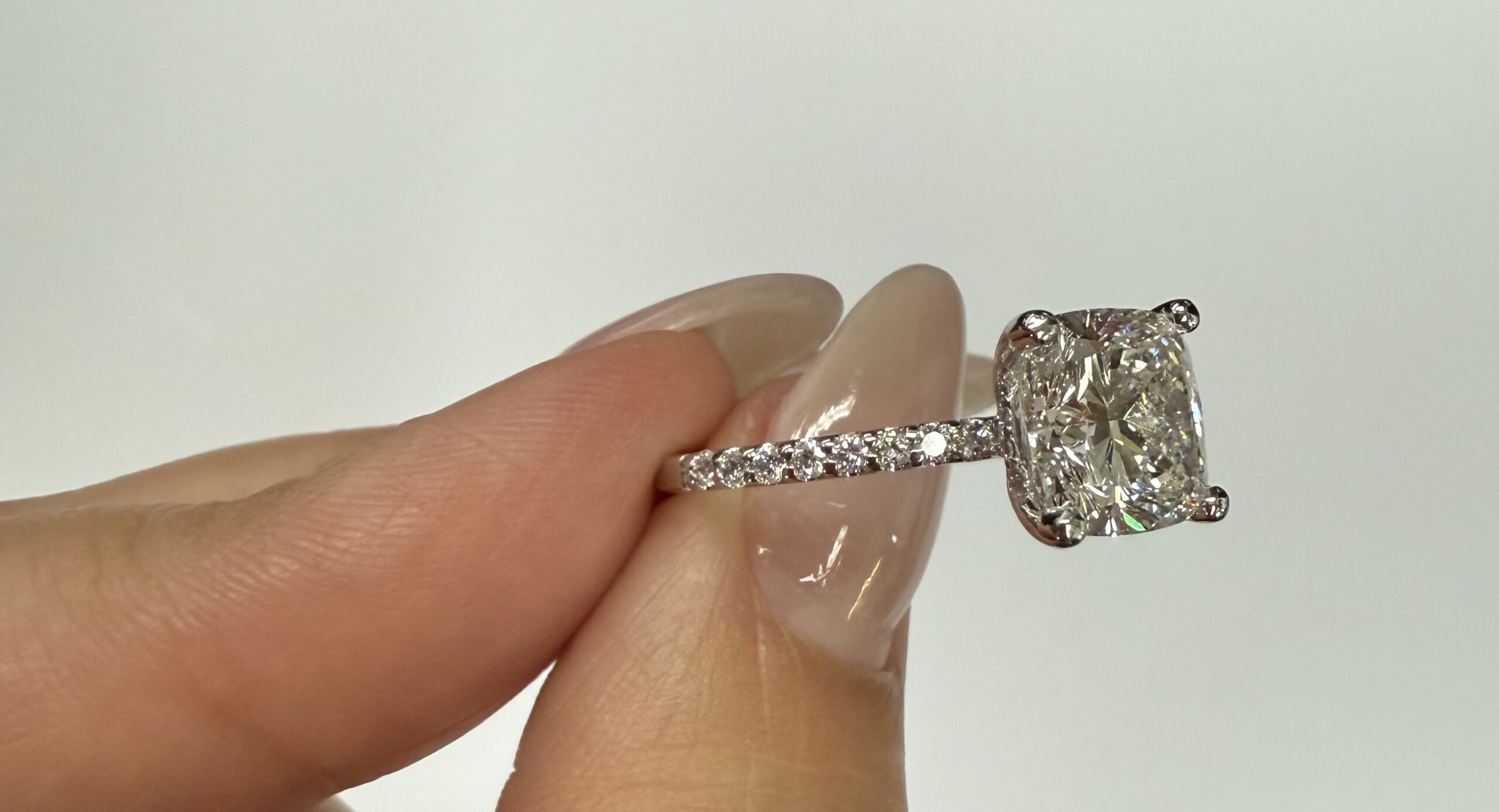 14k White Gold IGI Certified 2.79 Cttw Laboratory Grown Cushion Brilliant Cut Diamond Hidden Halo Ring - Image 31