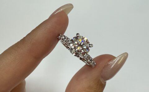 14k White Gold IGI Certified Genuine Laboratory Grown 1.74 Cttw Round Brilliant Cut Diamond Engagement Ring