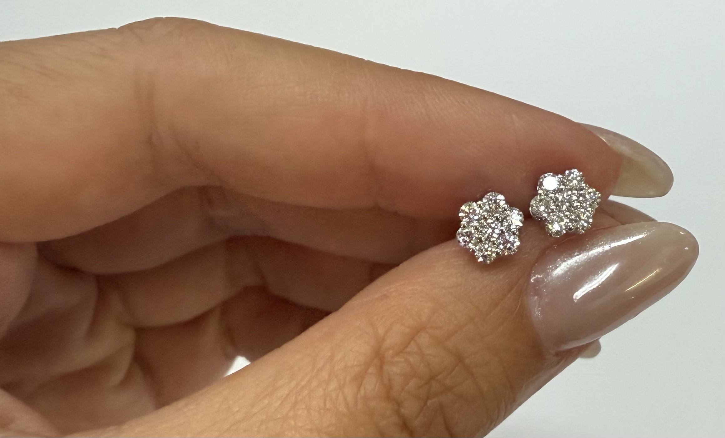 14k White Gold Genuine 1/2 Cttw Round Brilliant Cut Diamond Cluster Stud Earrings