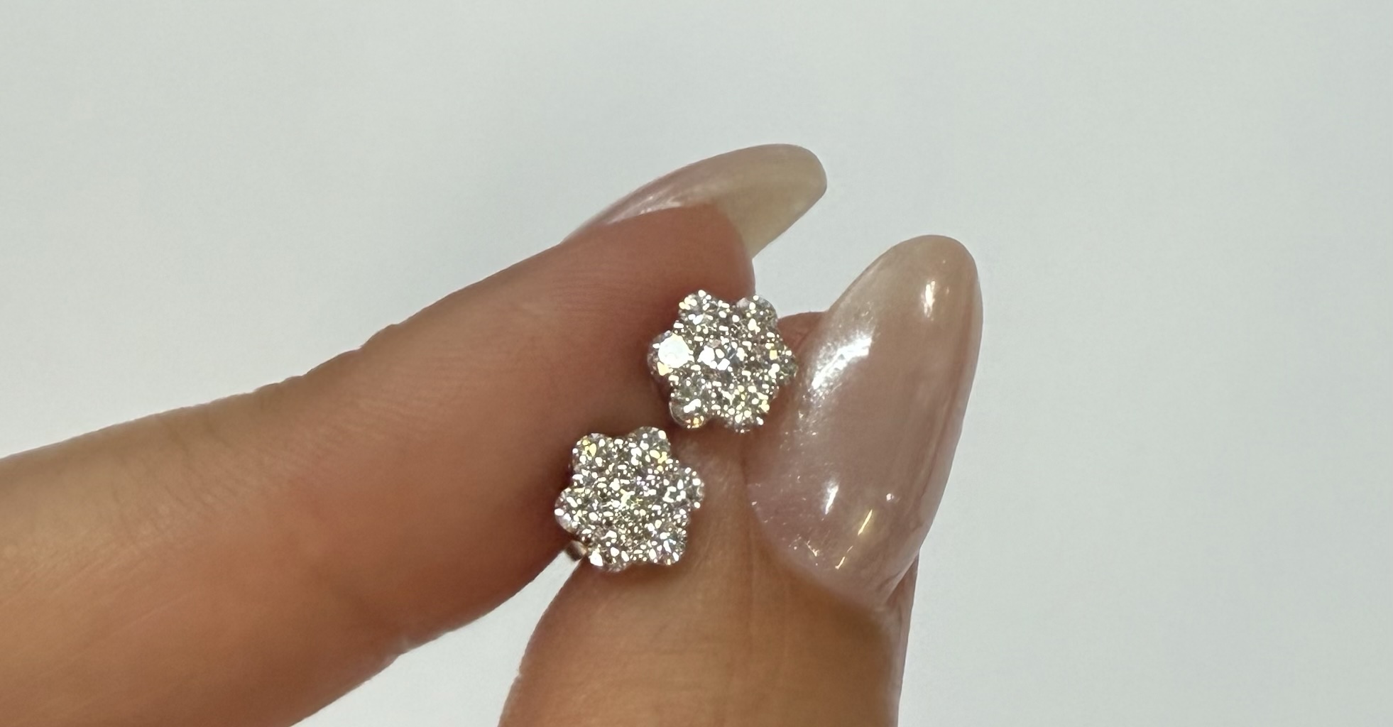 14k White Gold Genuine 1/2 Cttw Round Brilliant Cut Diamond Cluster Stud Earrings - Image 2