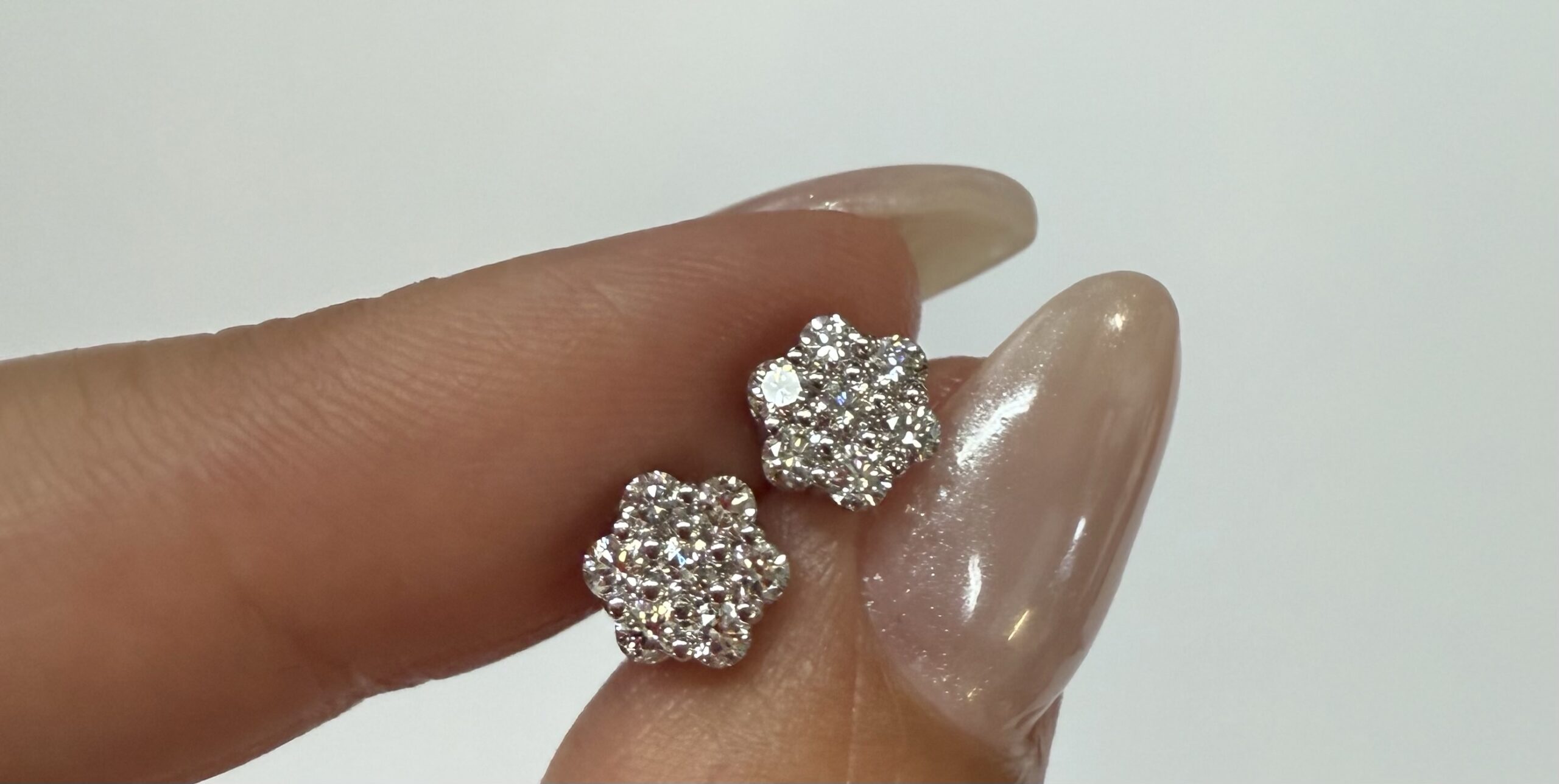 14k White Gold Genuine 1/2 Cttw Round Brilliant Cut Diamond Cluster Stud Earrings - Image 3