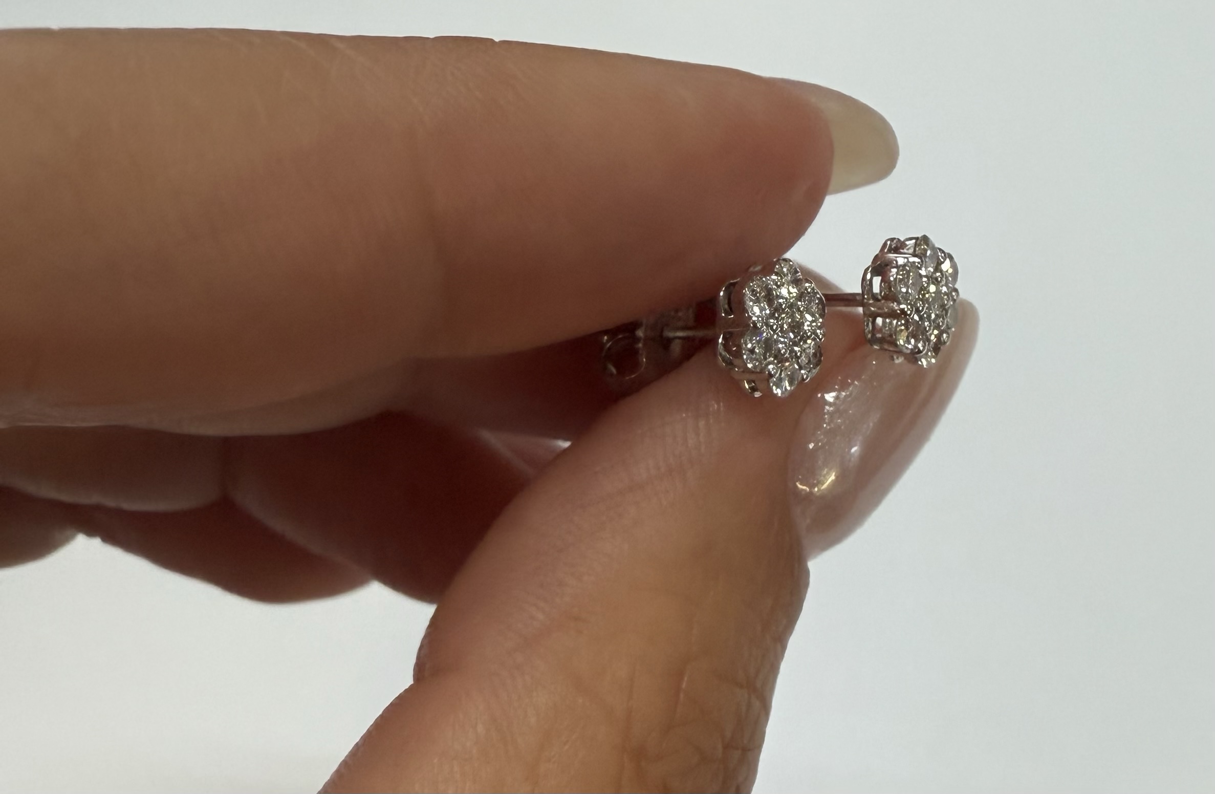 14k White Gold Genuine 1/2 Cttw Round Brilliant Cut Diamond Cluster Stud Earrings - Image 7