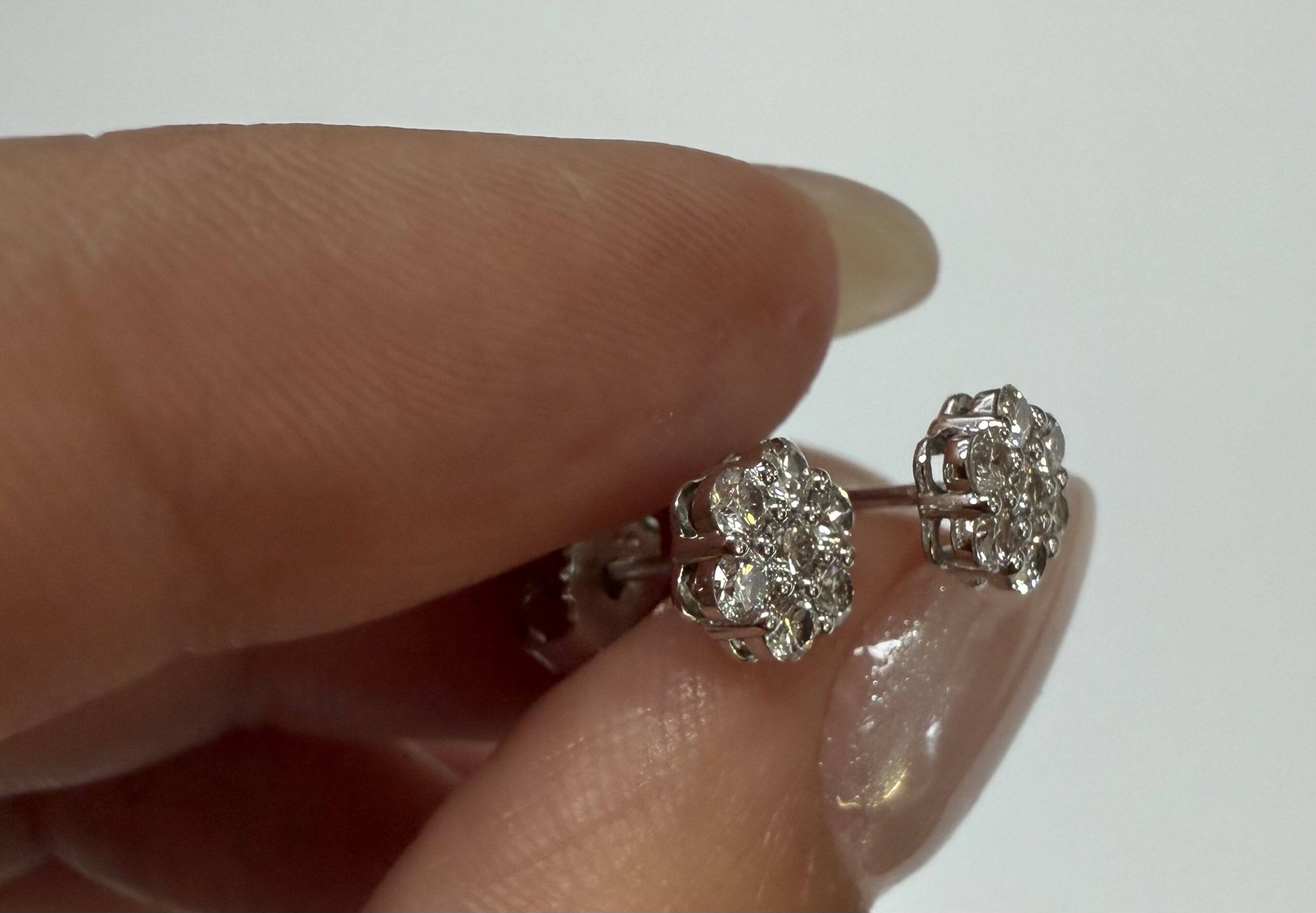 14k White Gold Genuine 1/2 Cttw Round Brilliant Cut Diamond Cluster Stud Earrings - Image 9