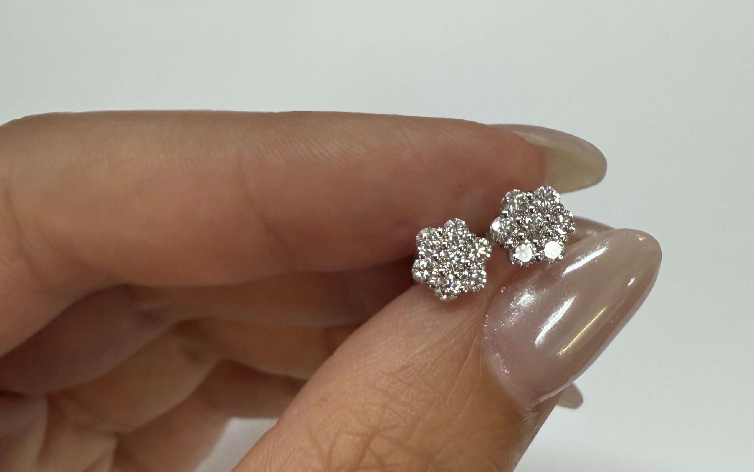 14k White Gold Genuine 1/2 Cttw Round Brilliant Cut Diamond Cluster Stud Earrings - Image 10