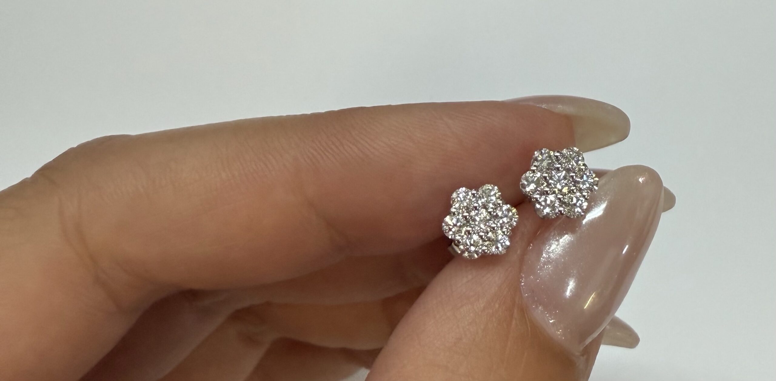 14k White Gold Genuine 1/2 Cttw Round Brilliant Cut Diamond Cluster Stud Earrings - Image 11