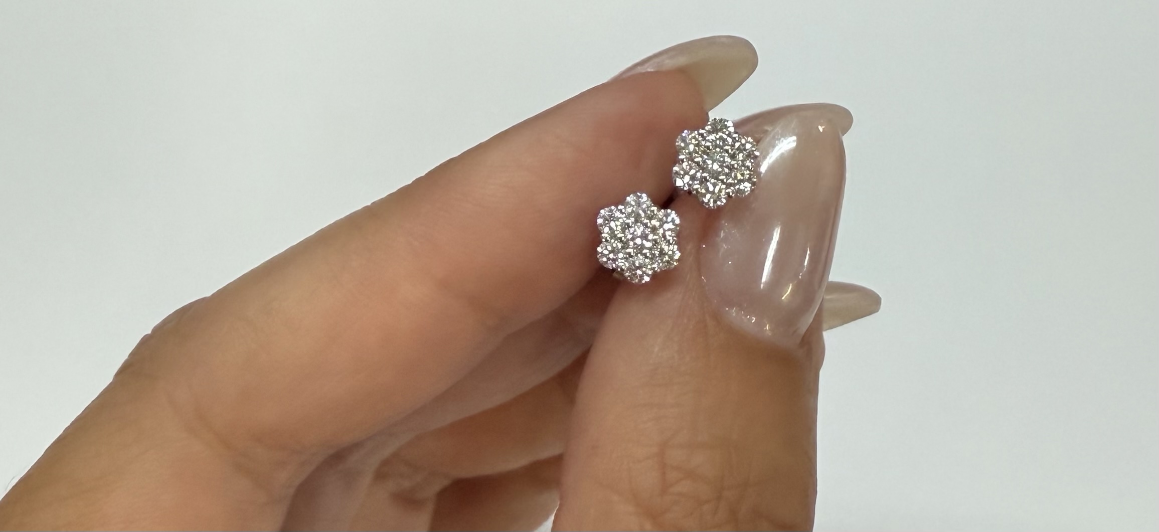 14k White Gold Genuine 1/2 Cttw Round Brilliant Cut Diamond Cluster Stud Earrings - Image 13