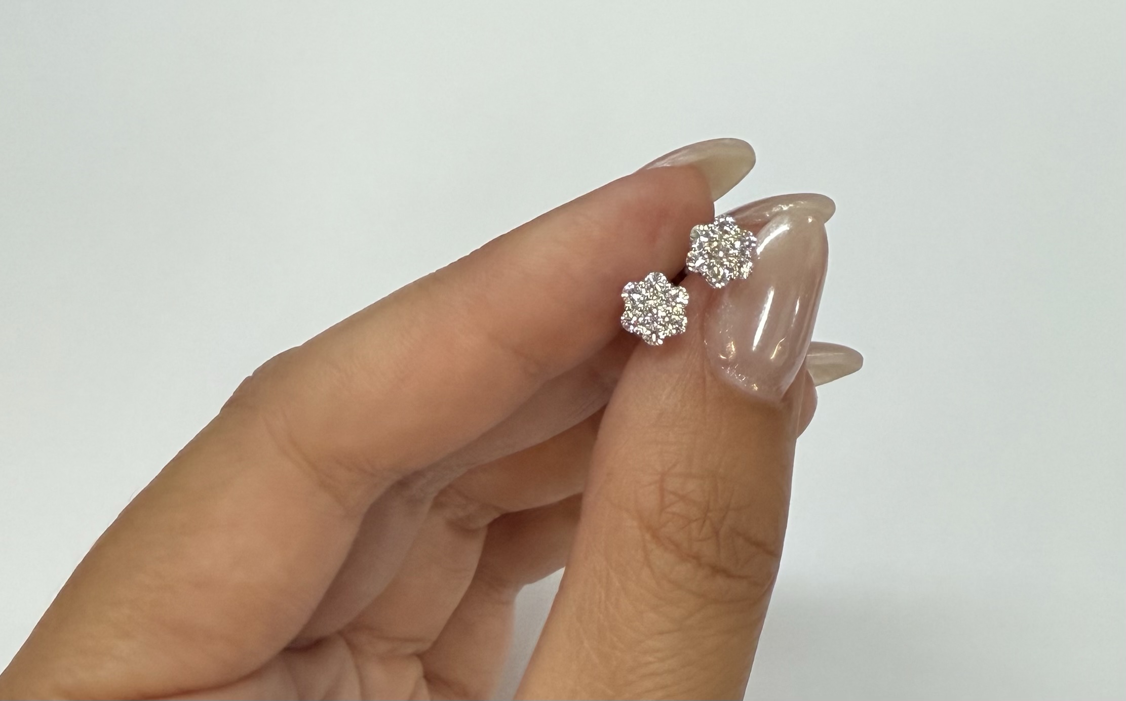 14k White Gold Genuine 1/2 Cttw Round Brilliant Cut Diamond Cluster Stud Earrings - Image 15