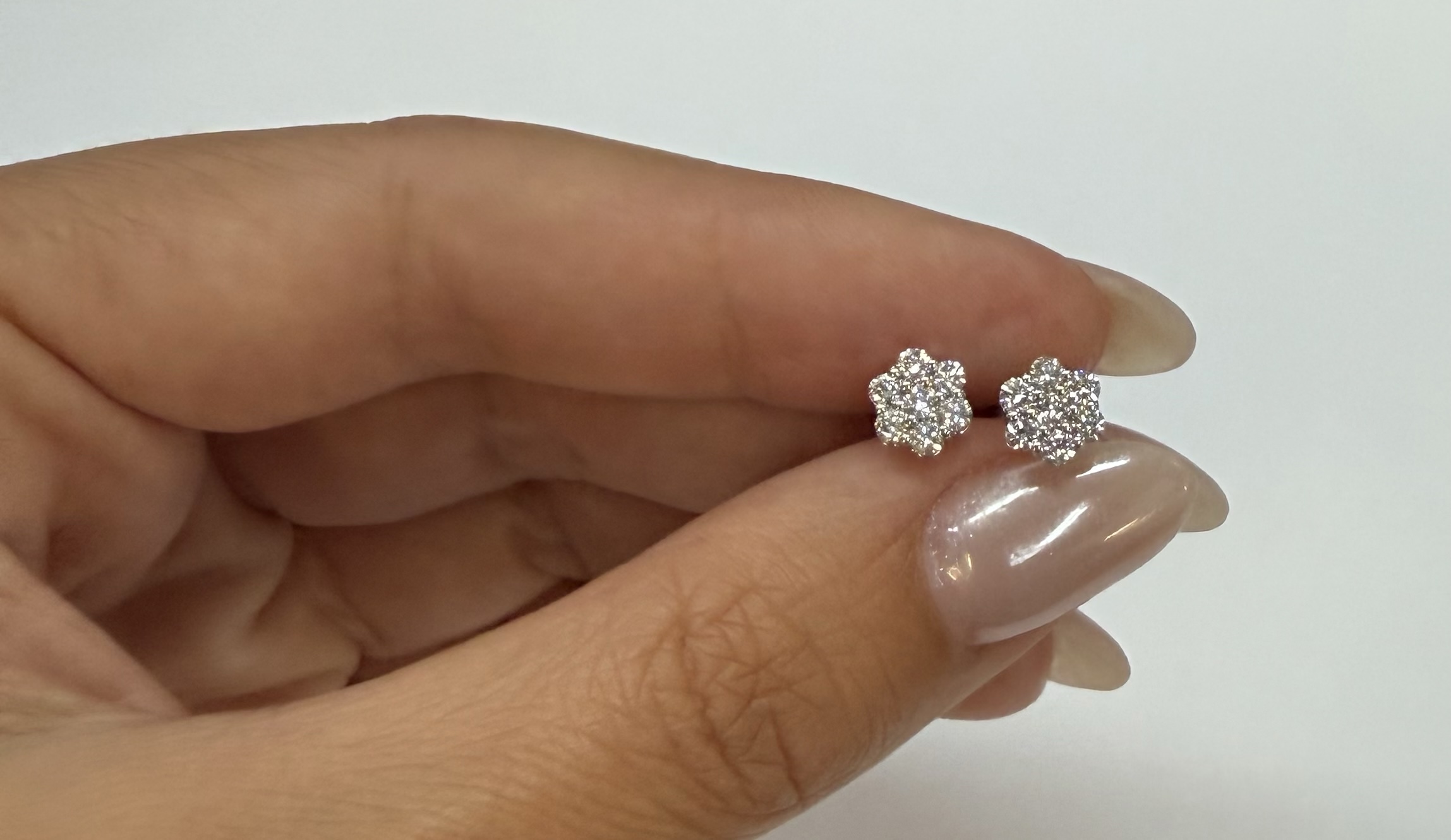 14k White Gold Genuine 1/2 Cttw Round Brilliant Cut Diamond Cluster Stud Earrings - Image 16