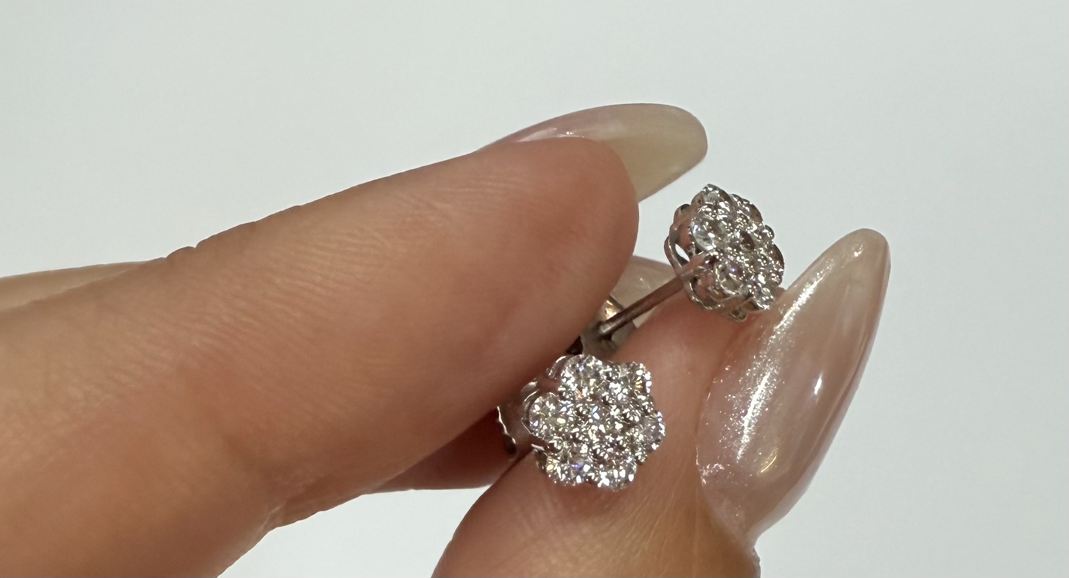 14k White Gold Genuine 1/2 Cttw Round Brilliant Cut Diamond Cluster Stud Earrings - Image 17
