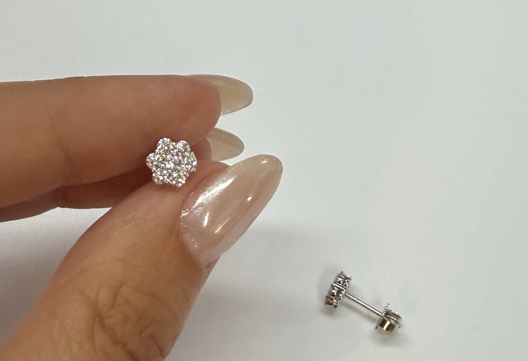 14k White Gold Genuine 1/2 Cttw Round Brilliant Cut Diamond Cluster Stud Earrings - Image 19