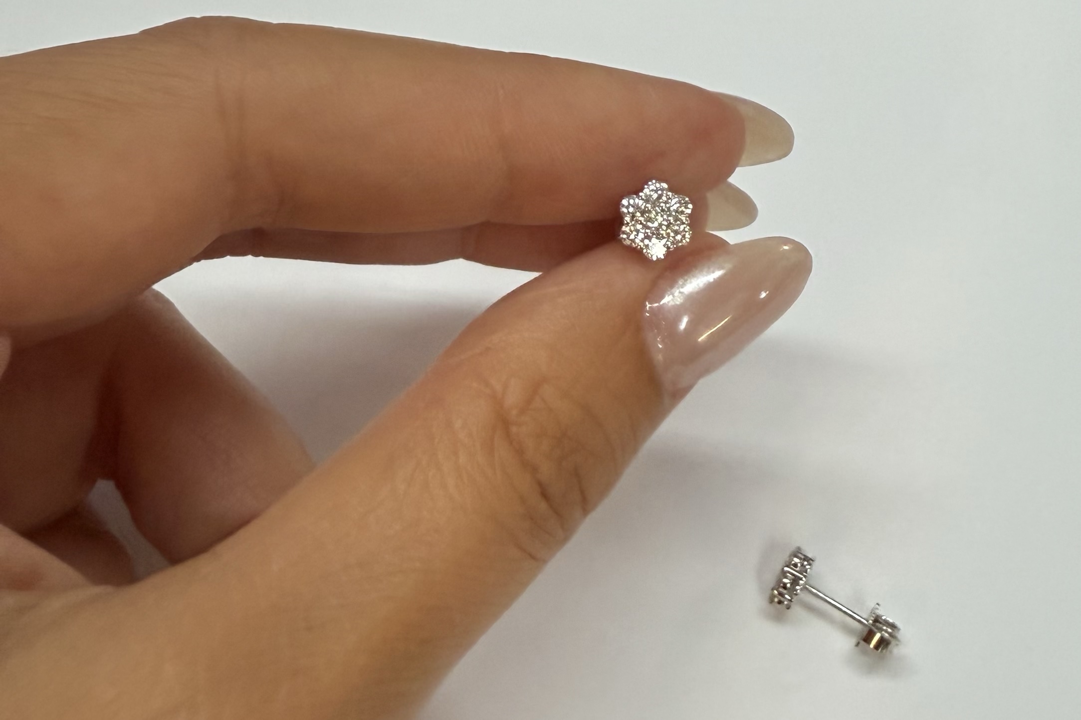 14k White Gold Genuine 1/2 Cttw Round Brilliant Cut Diamond Cluster Stud Earrings - Image 20