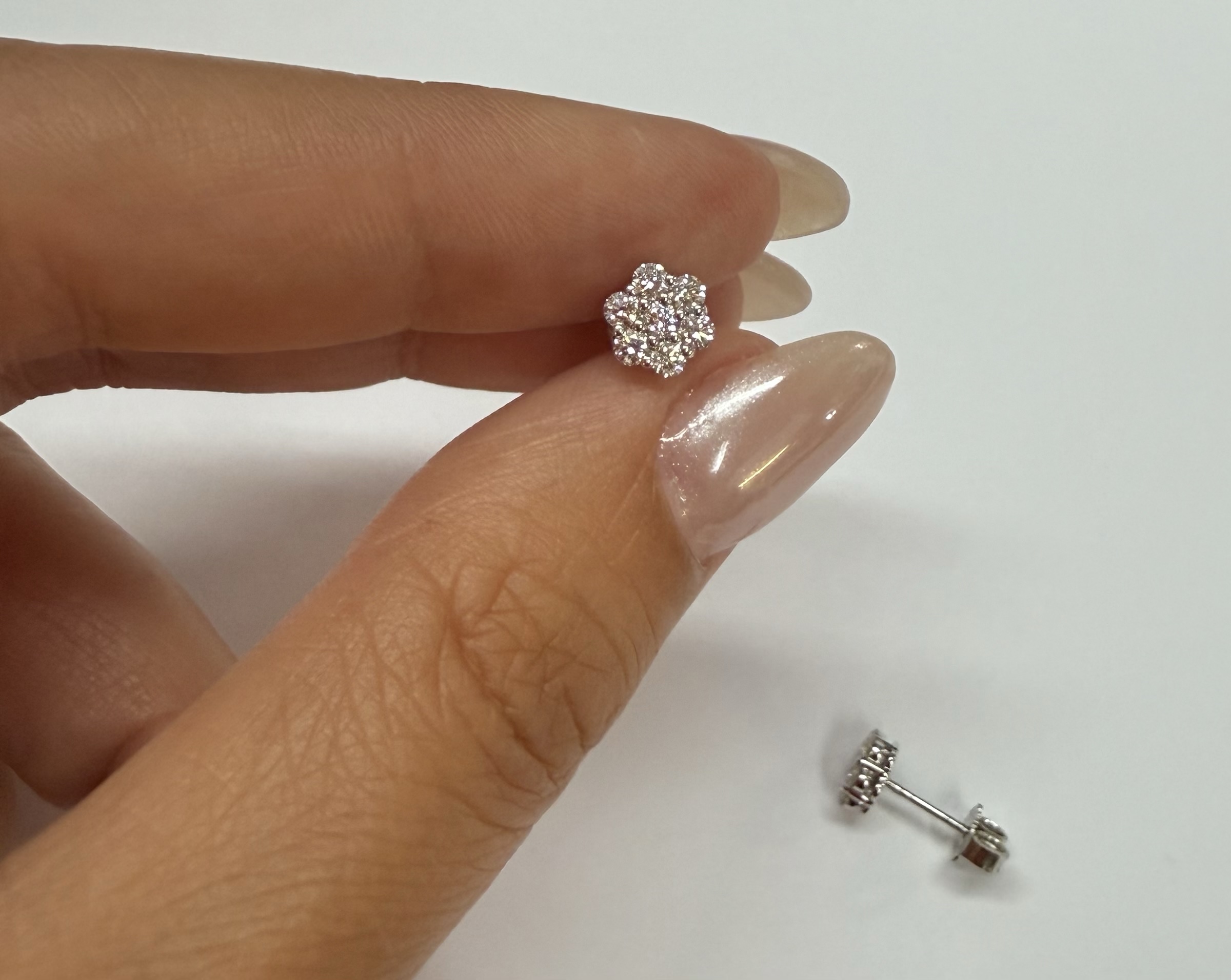 14k White Gold Genuine 1/2 Cttw Round Brilliant Cut Diamond Cluster Stud Earrings - Image 22