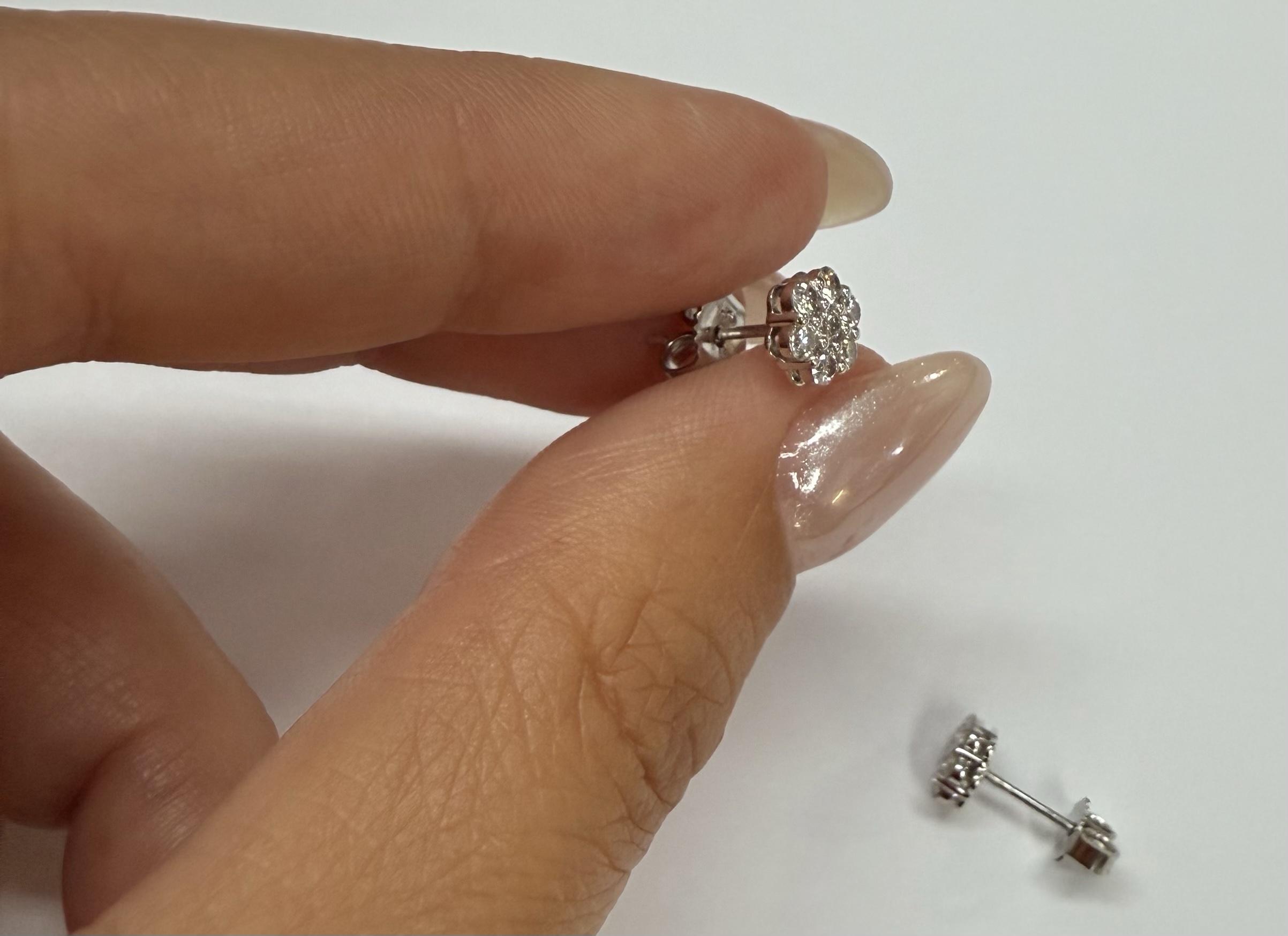 14k White Gold Genuine 1/2 Cttw Round Brilliant Cut Diamond Cluster Stud Earrings - Image 23