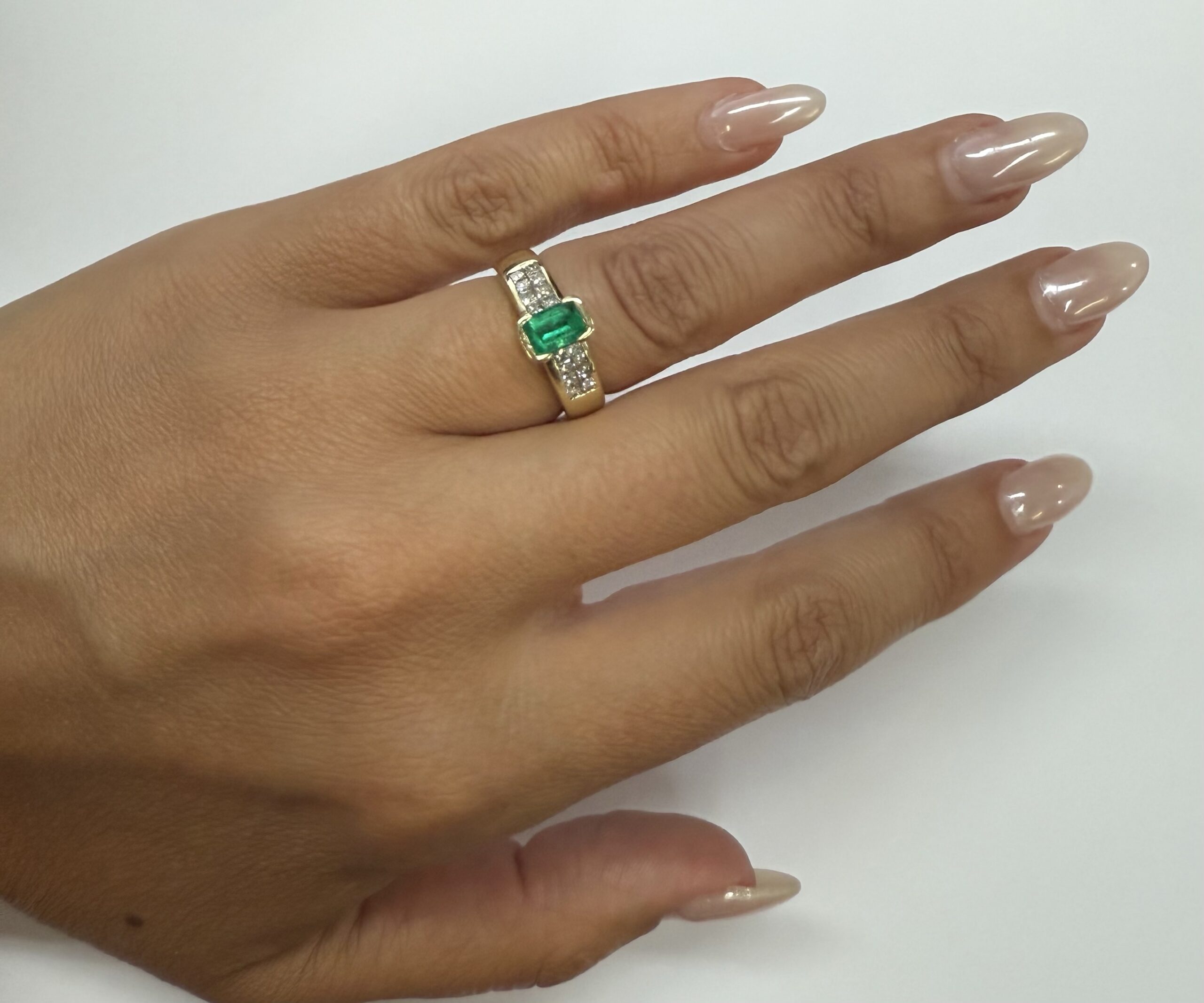 18k Yellow Gold Genuine 3/4 Cttw Emerald & 1 cttw Princess Cut Diamond Ring - Image 16