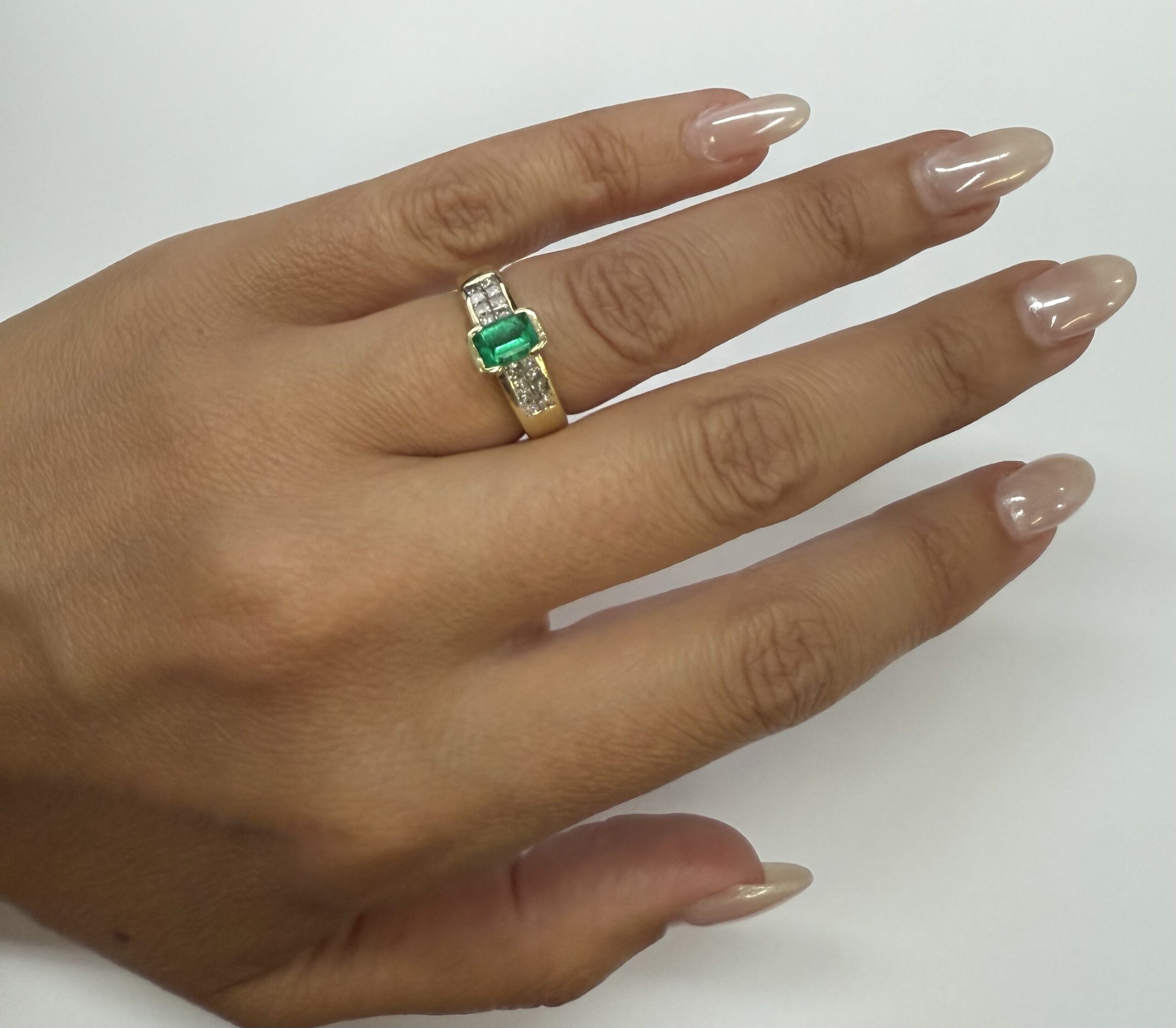 18k Yellow Gold Genuine 3/4 Cttw Emerald & 1 cttw Princess Cut Diamond Ring - Image 17