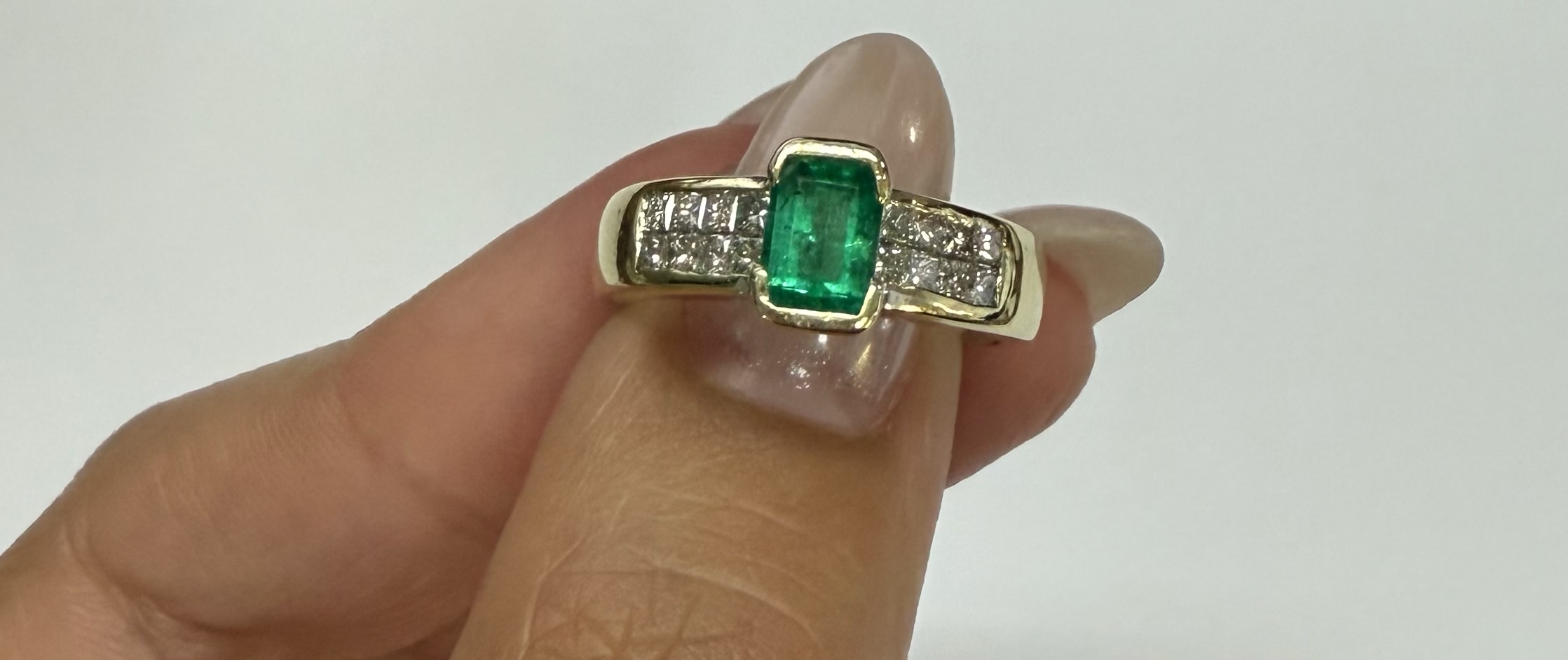 18k Yellow Gold Genuine 3/4 Cttw Emerald & 1 cttw Princess Cut Diamond Ring - Image 19