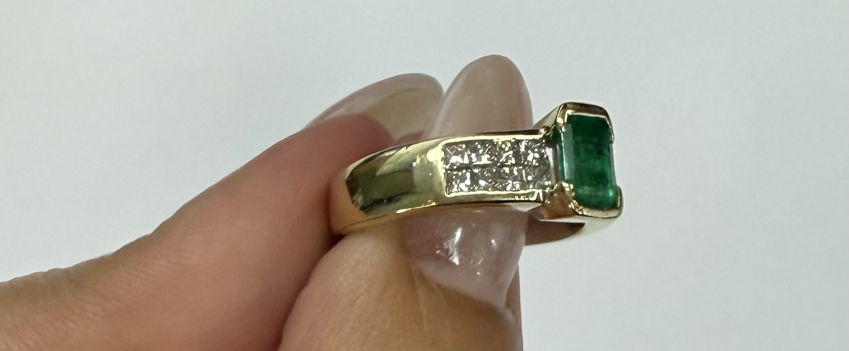 18k Yellow Gold Genuine 3/4 Cttw Emerald & 1 cttw Princess Cut Diamond Ring - Image 21