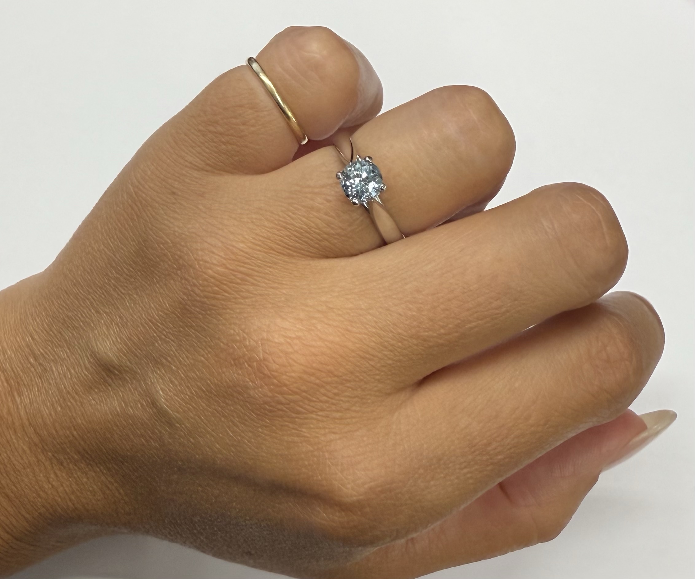 Platinum 3/4 Carat Genuine Aquamarine Ring - Image 13