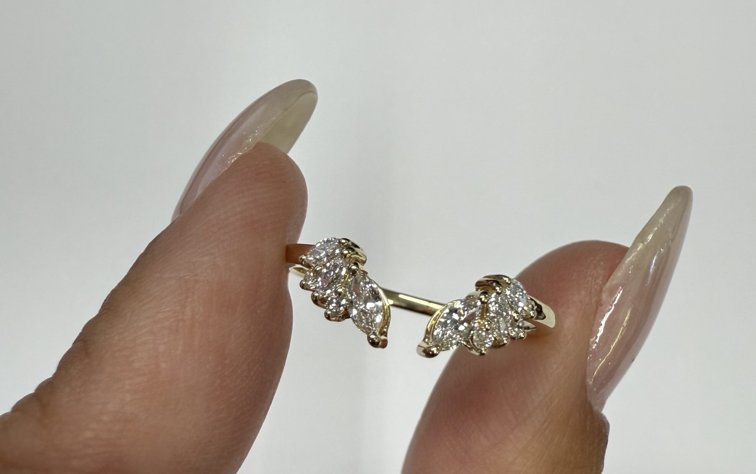14k Yellow Gold Genuine Laboratory Grown .28 Cttw Marquise & Round Brilliant Cut Diamond Split Band - Image 5