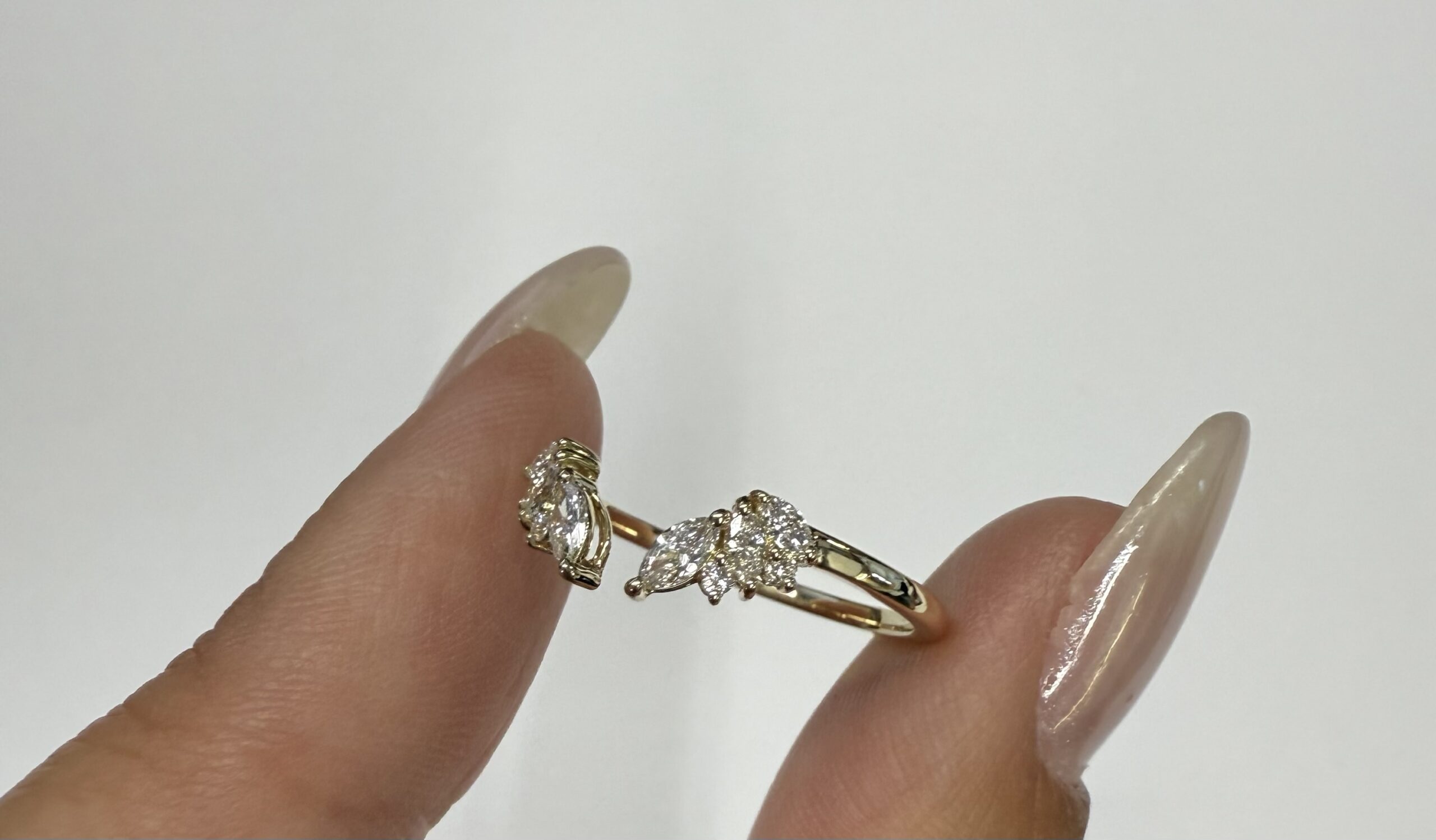 14k Yellow Gold Genuine Laboratory Grown .28 Cttw Marquise & Round Brilliant Cut Diamond Split Band - Image 6