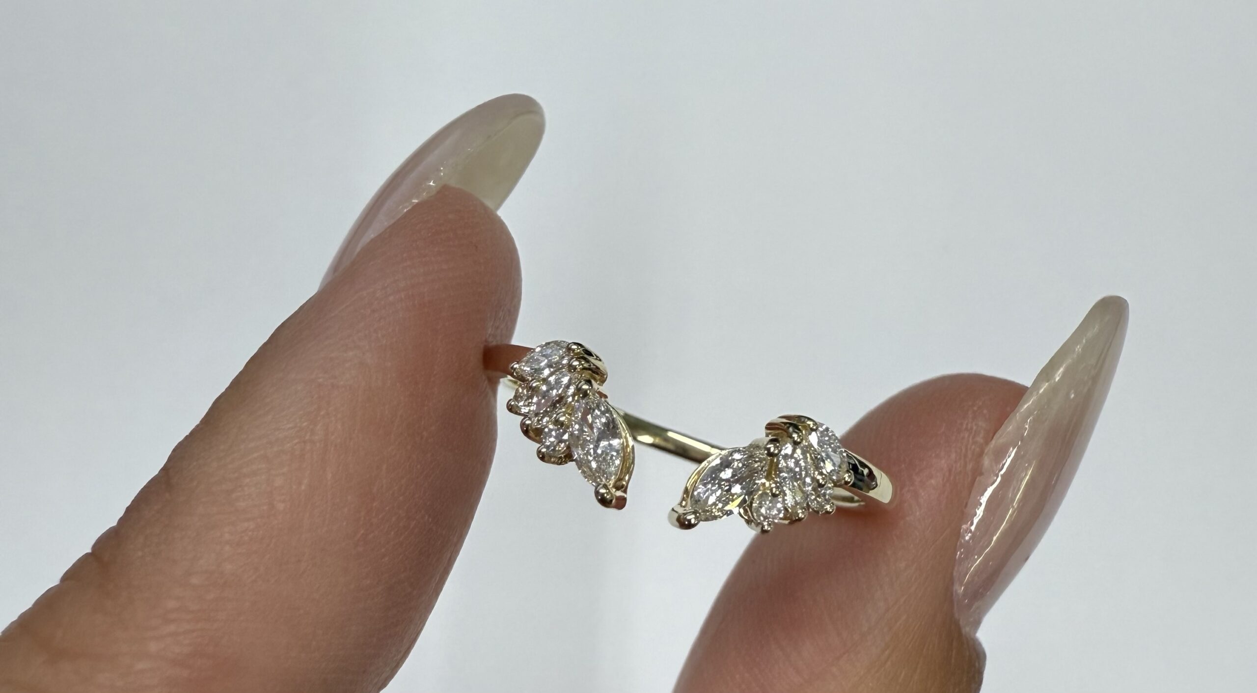 14k Yellow Gold Genuine Laboratory Grown .28 Cttw Marquise & Round Brilliant Cut Diamond Split Band - Image 10