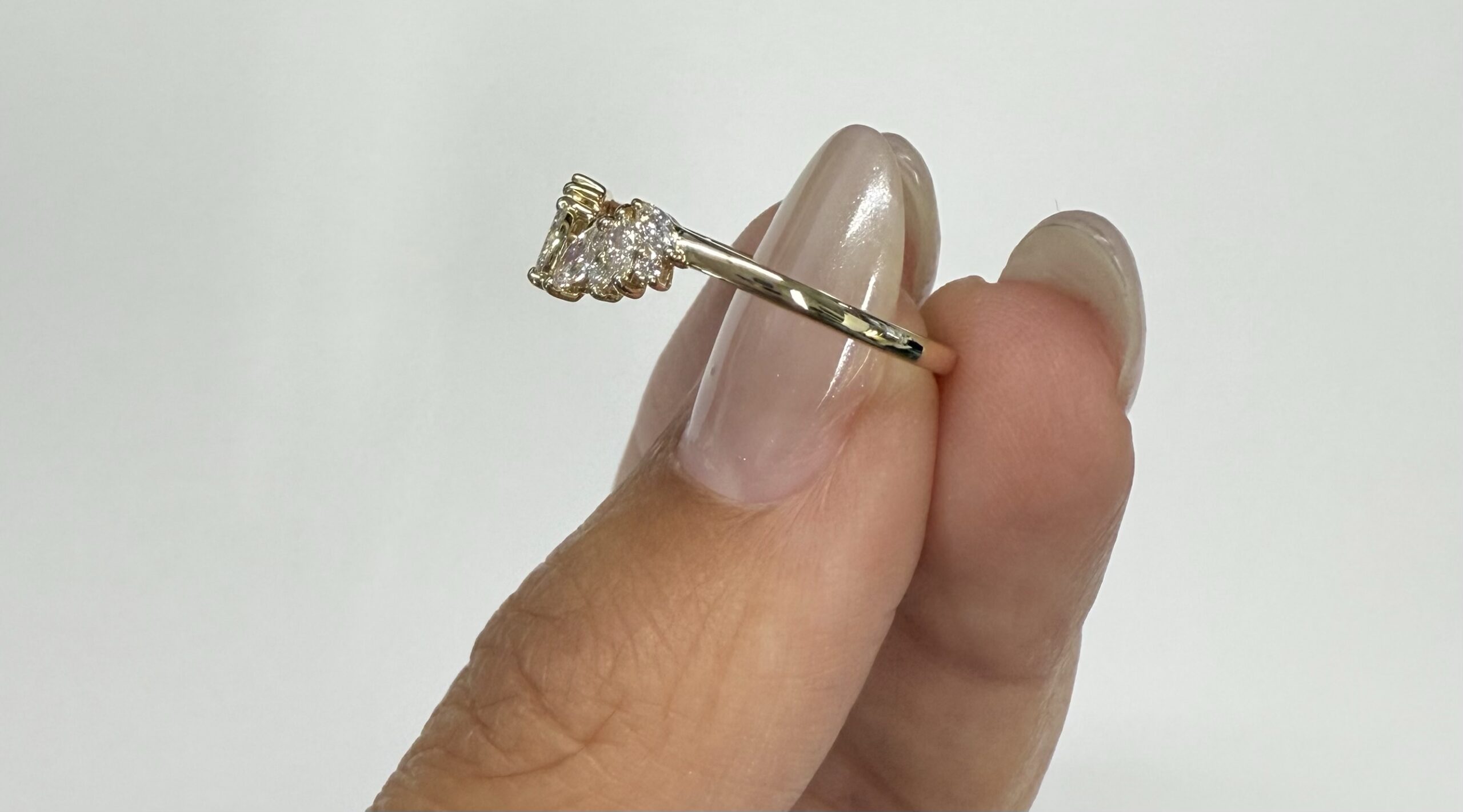 14k Yellow Gold Genuine Laboratory Grown .28 Cttw Marquise & Round Brilliant Cut Diamond Split Band - Image 17